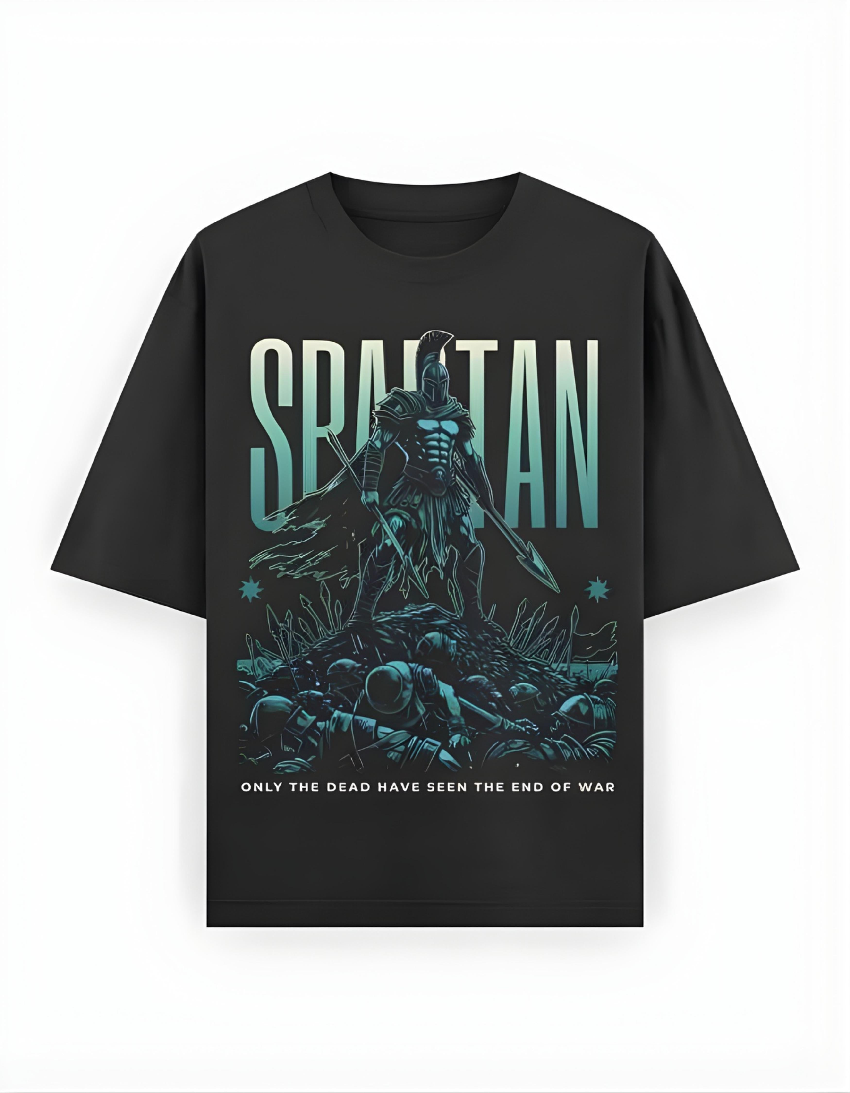 Black Spartan Printed Oversized T-Shirt