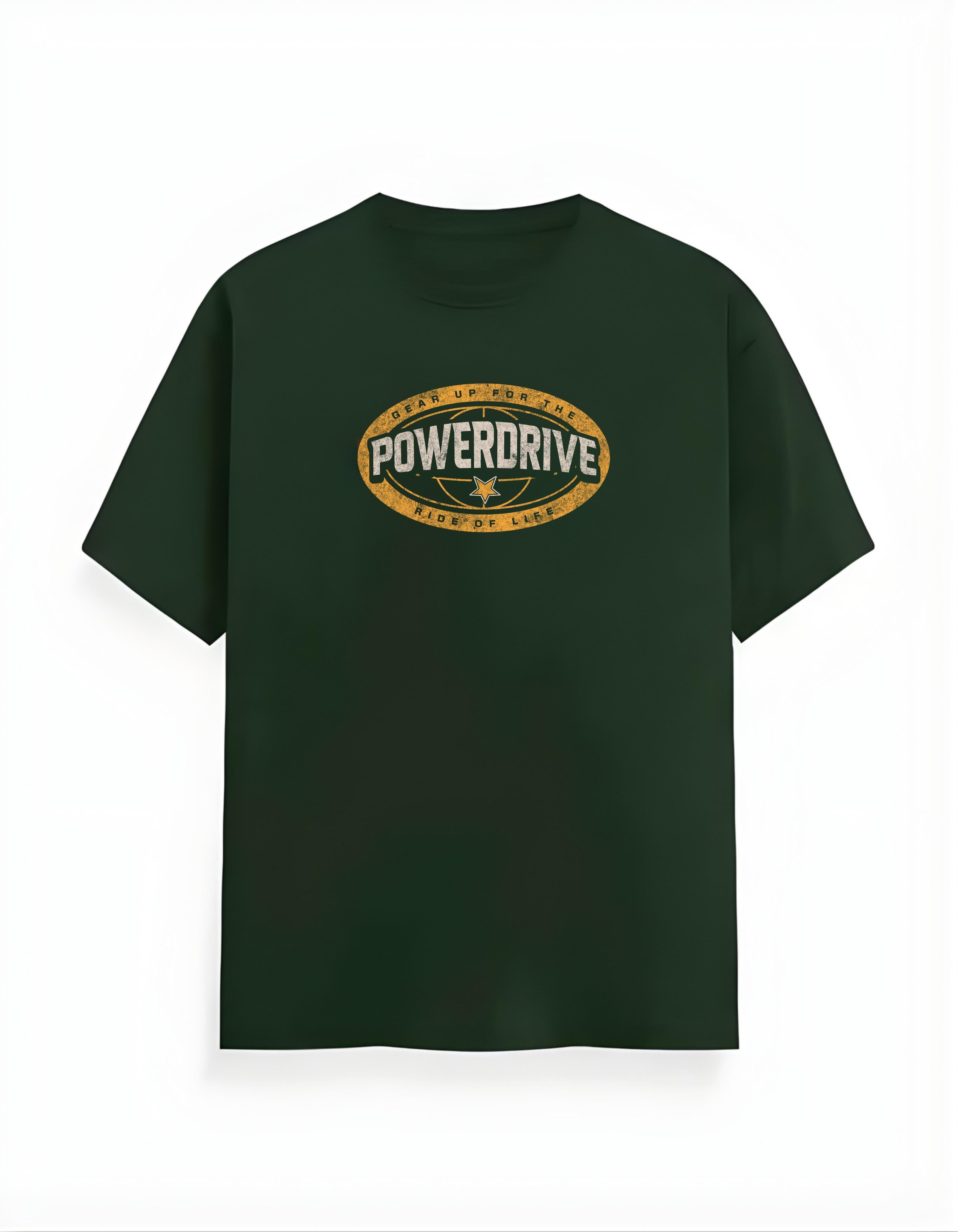 Bottle Green PowerDrive Printed T-Shirt