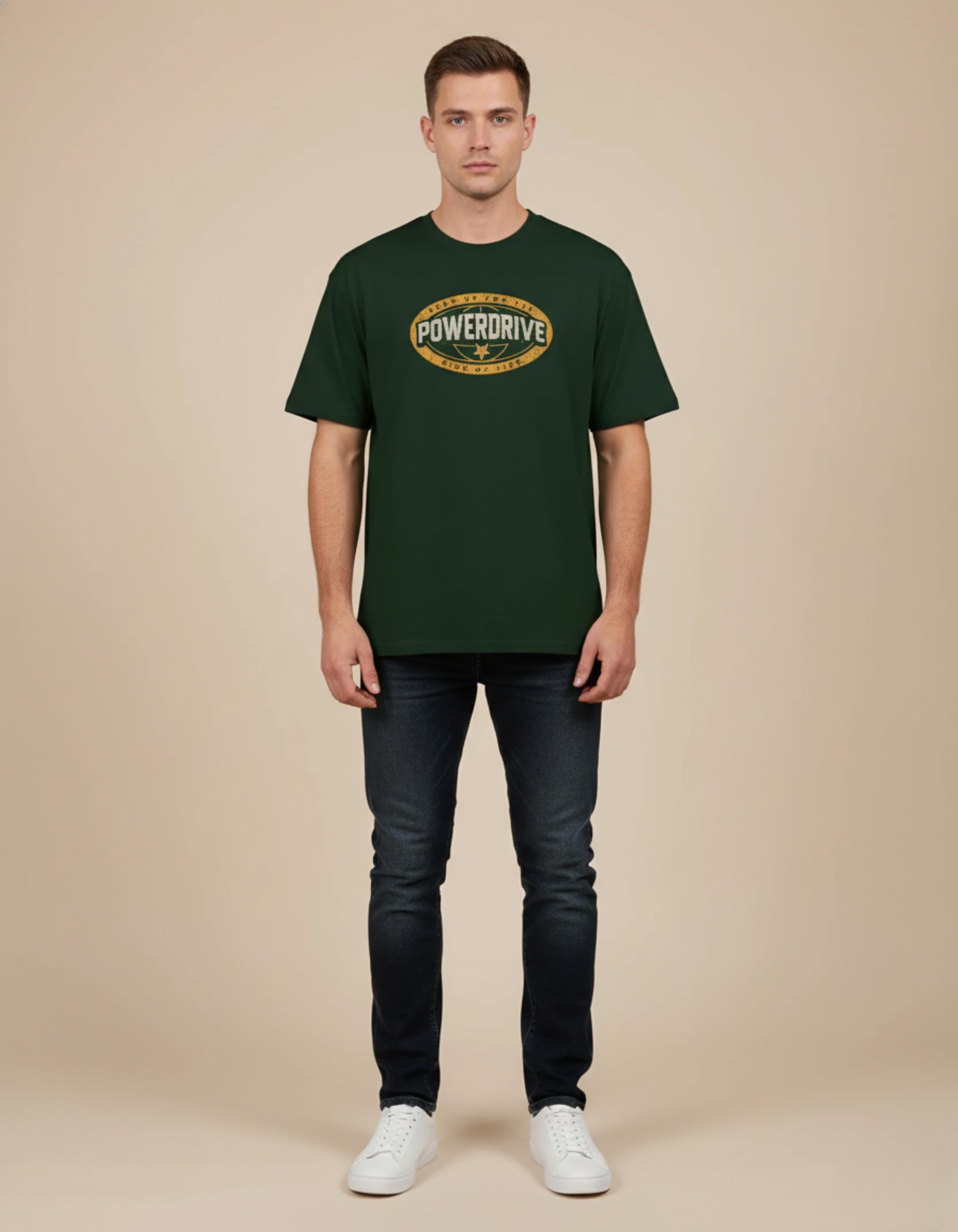 Bottle Green PowerDrive Printed T-Shirt