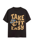 Coffee Brown Take It Easy Typography T-Shirt