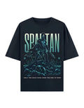 Navy Blue Spartan Printed Oversized T-Shirt