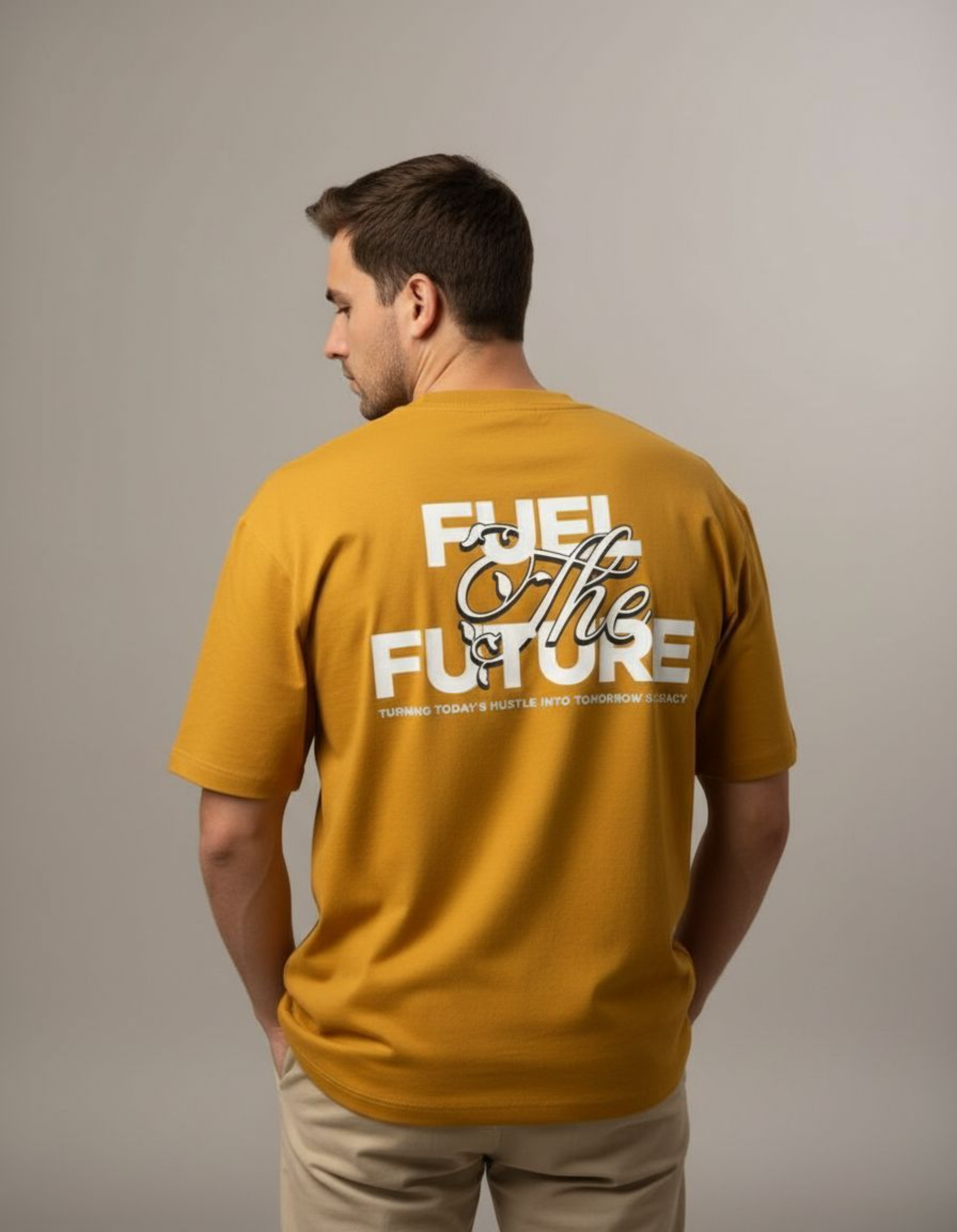 Yellow Fuel the Future Oversized Typography T-Shirt