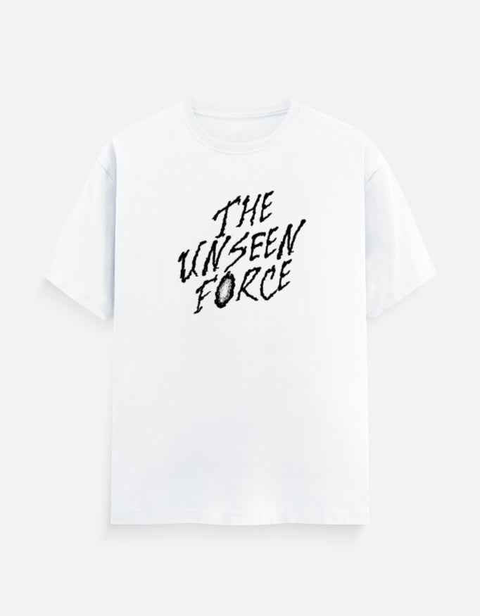 White The Unseen Force Typography T-Shirt