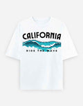 White California Printed Oversized T-Shirt