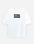 White STRQ DVSN Oversized Puff Print T-Shirt