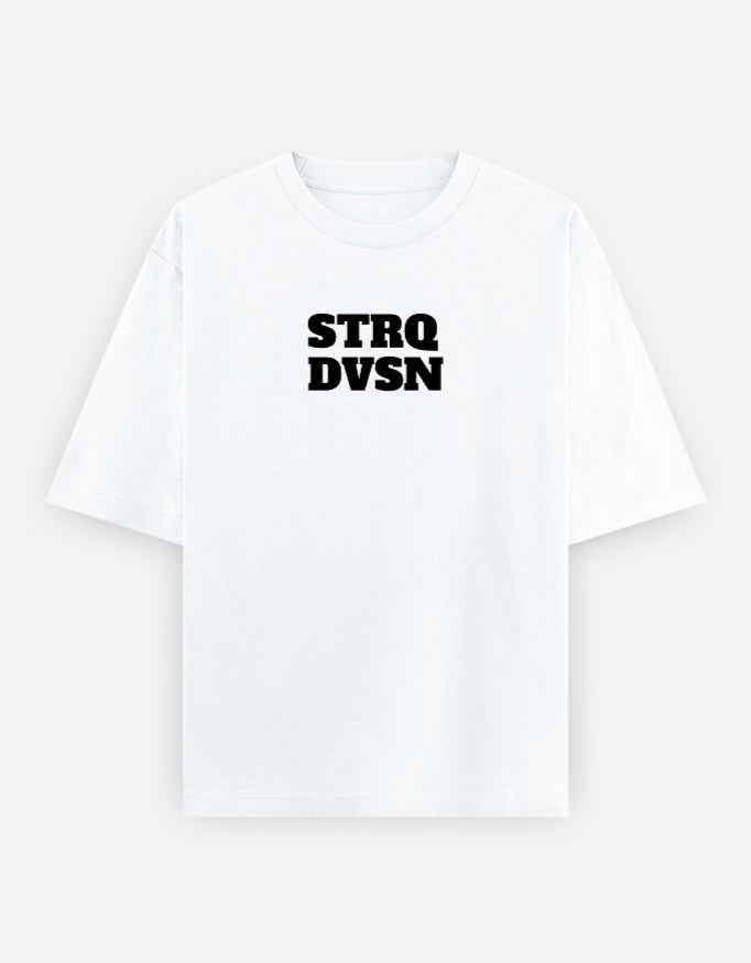 White STRQ DVSN Oversized Puff Print T-Shirt