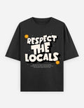 Black Respect the Locals Oversized Typography T-Shirt