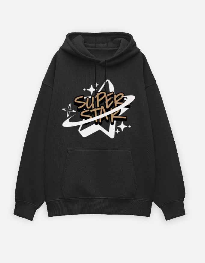 Black SuperStar Typography Oversized Hoodie
