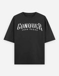 Black Conquer Your Fear Printed Oversized T-Shirt