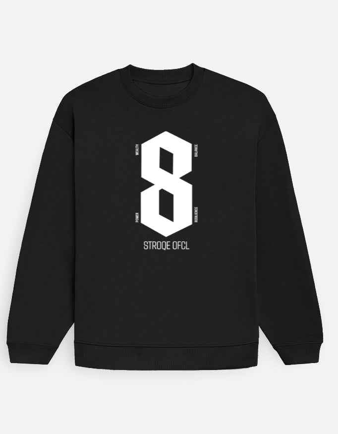 Black #8 Puff Print Oversized Sweatshirt