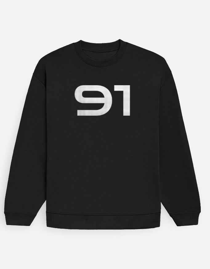 Black 91 Typography Oversized Sweatshirt