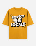 Yellow Respect the Locals Oversized Typography T-Shirt