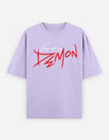 Lavender Vibing with My Demon Oversized Typography T-Shirt
