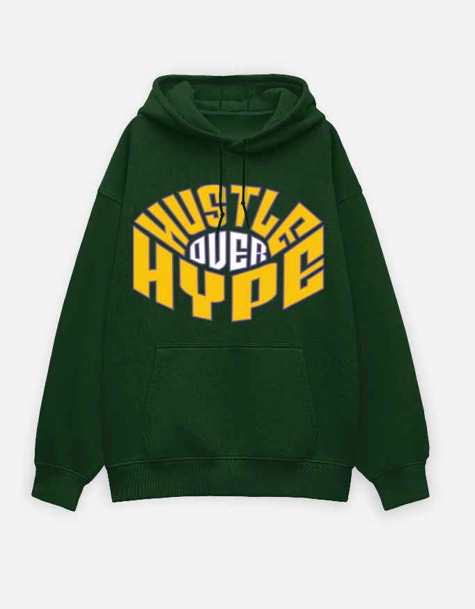 Green Hustle Typography Oversized Hoodie