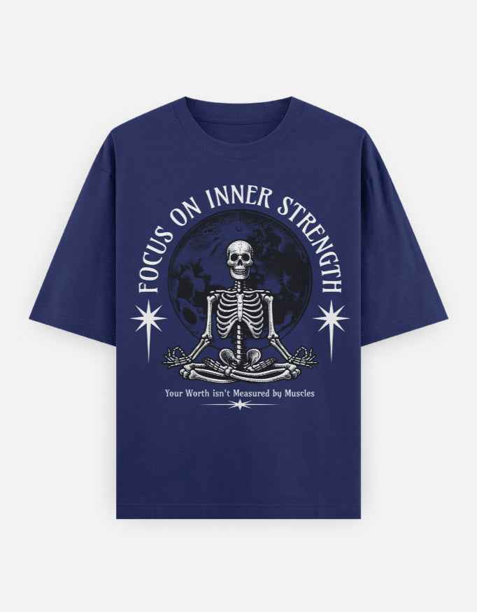 Royal Blue Strength Printed Oversized T-Shirt