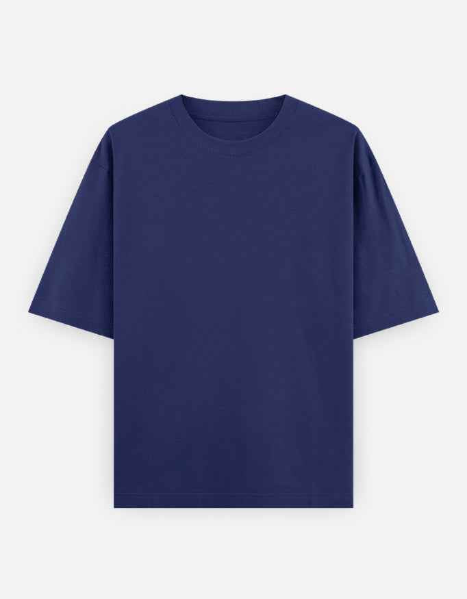Royal Blue Calm Down Oversized Printed T-Shirt