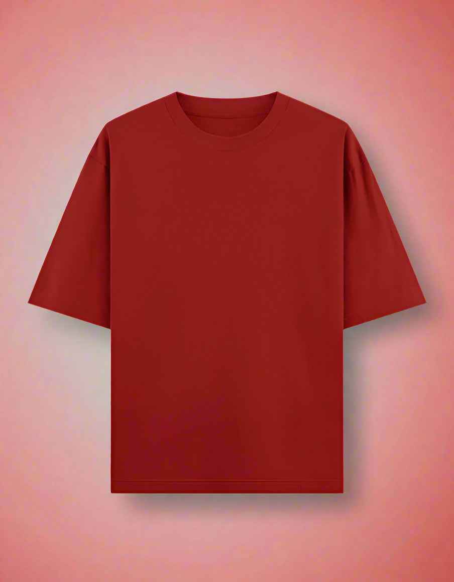 Red Calm Down Oversized Printed T-Shirt