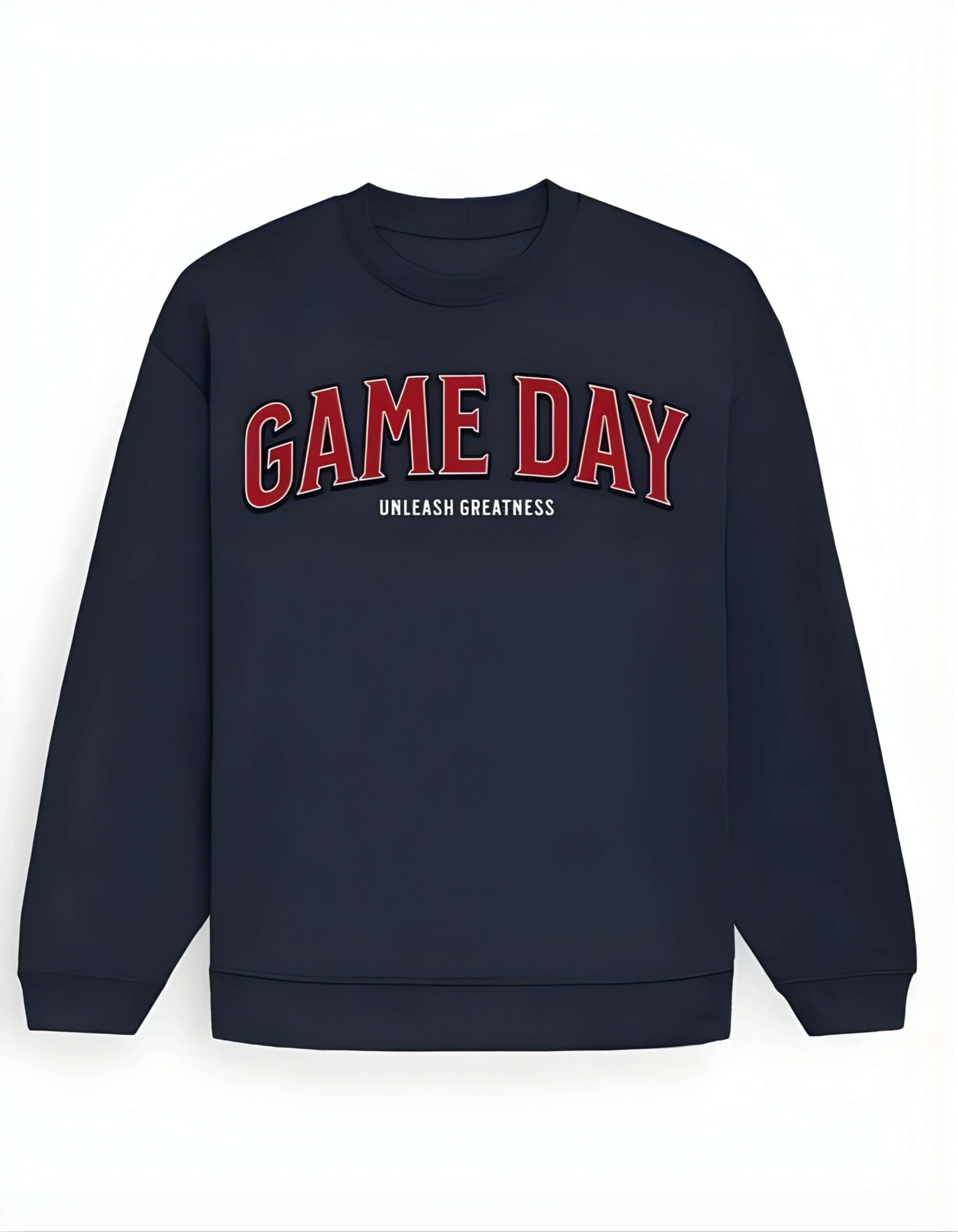Navy Blue Game Day Typography Oversized Sweatshirt