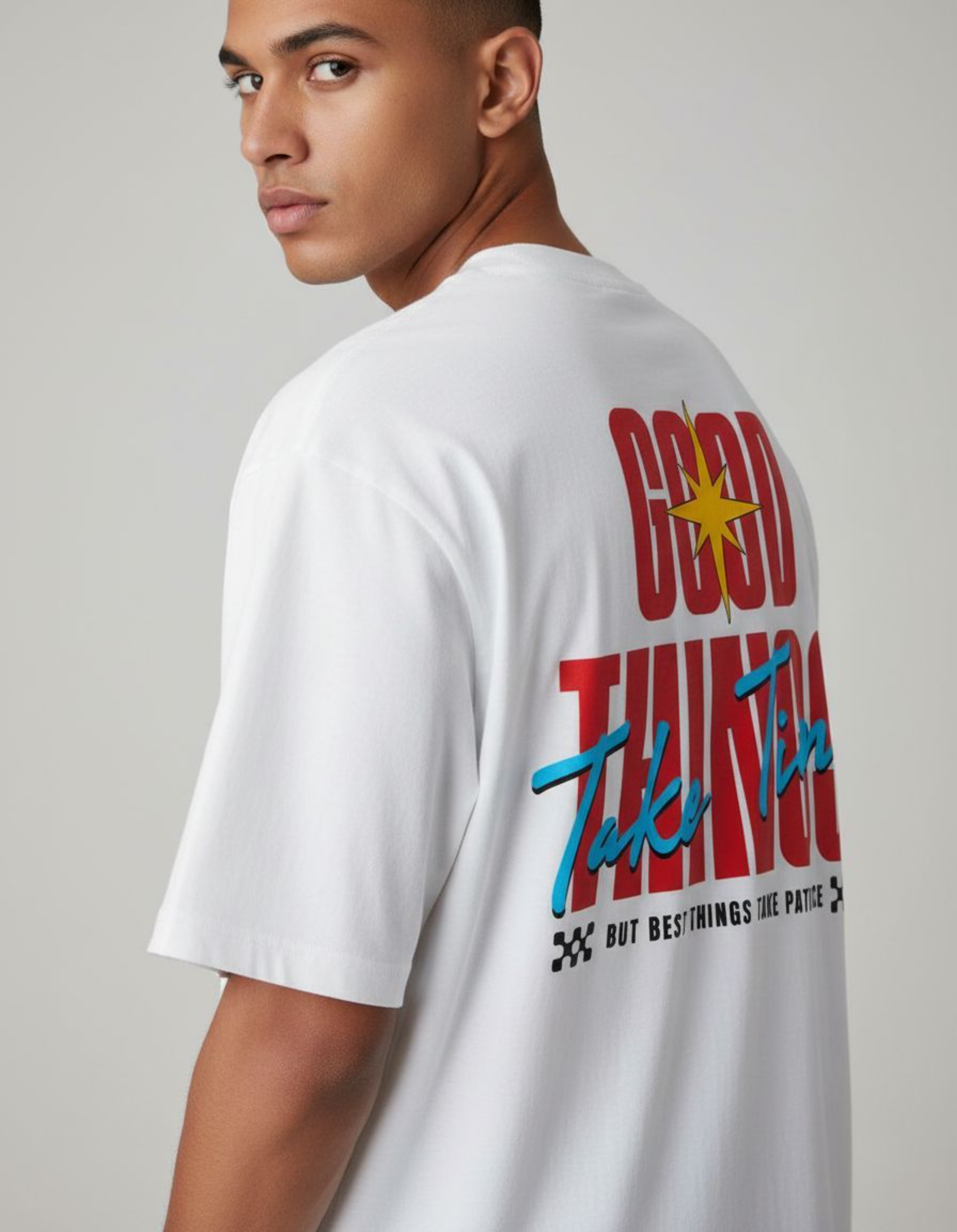 White Good Things Oversized Typography T-Shirt