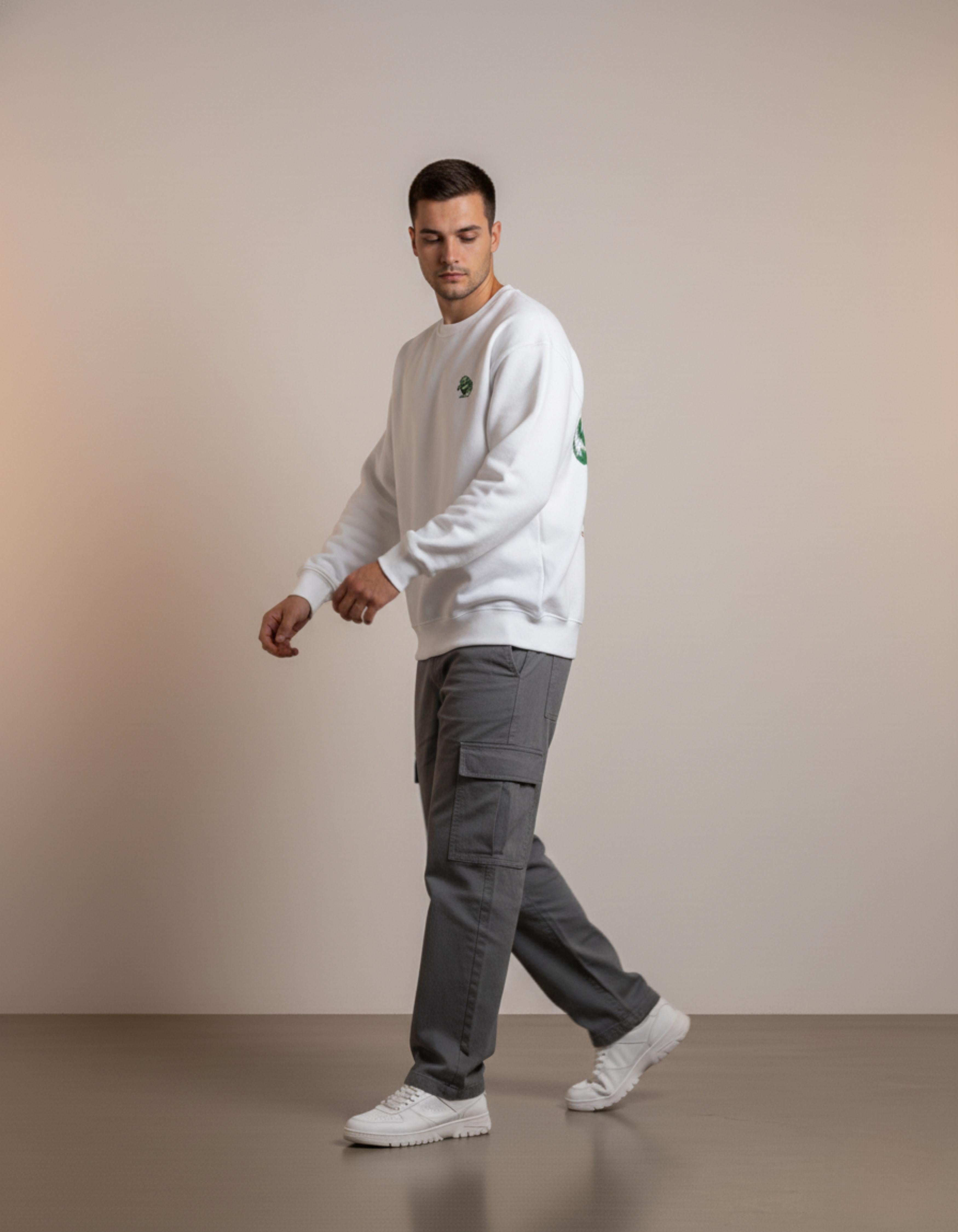 White Kiwi Club Printed Oversized Sweatshirt