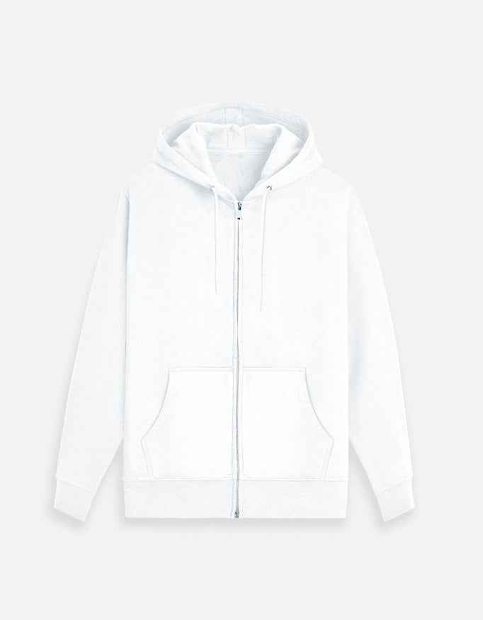 Basic White Zipped Hoodie