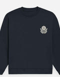Navy Blue Floral Embroidery Sweatshirt