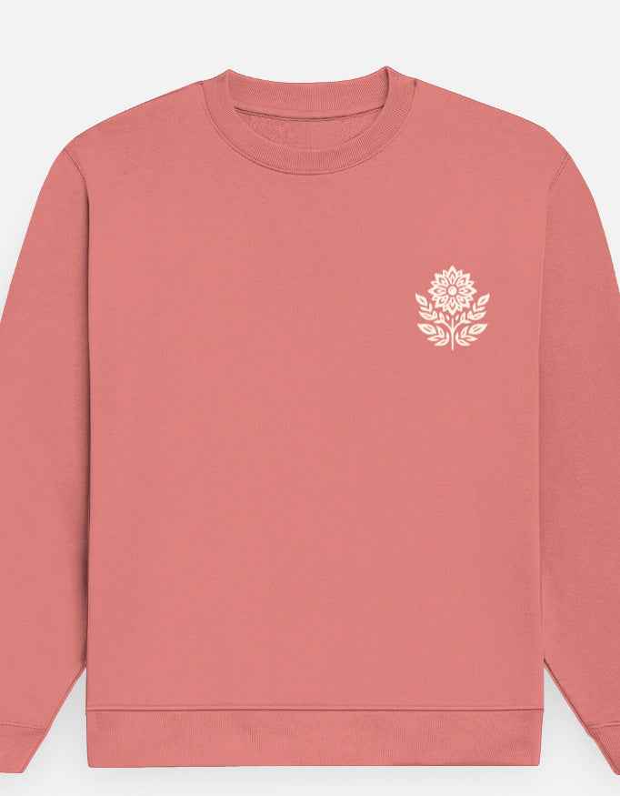 Coral Floral Embroidery Sweatshirt