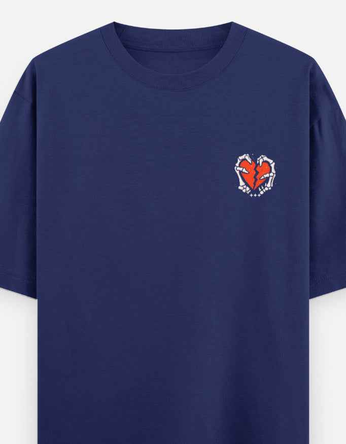 Royal Blue Heart Break Oversized Printed T-Shirt