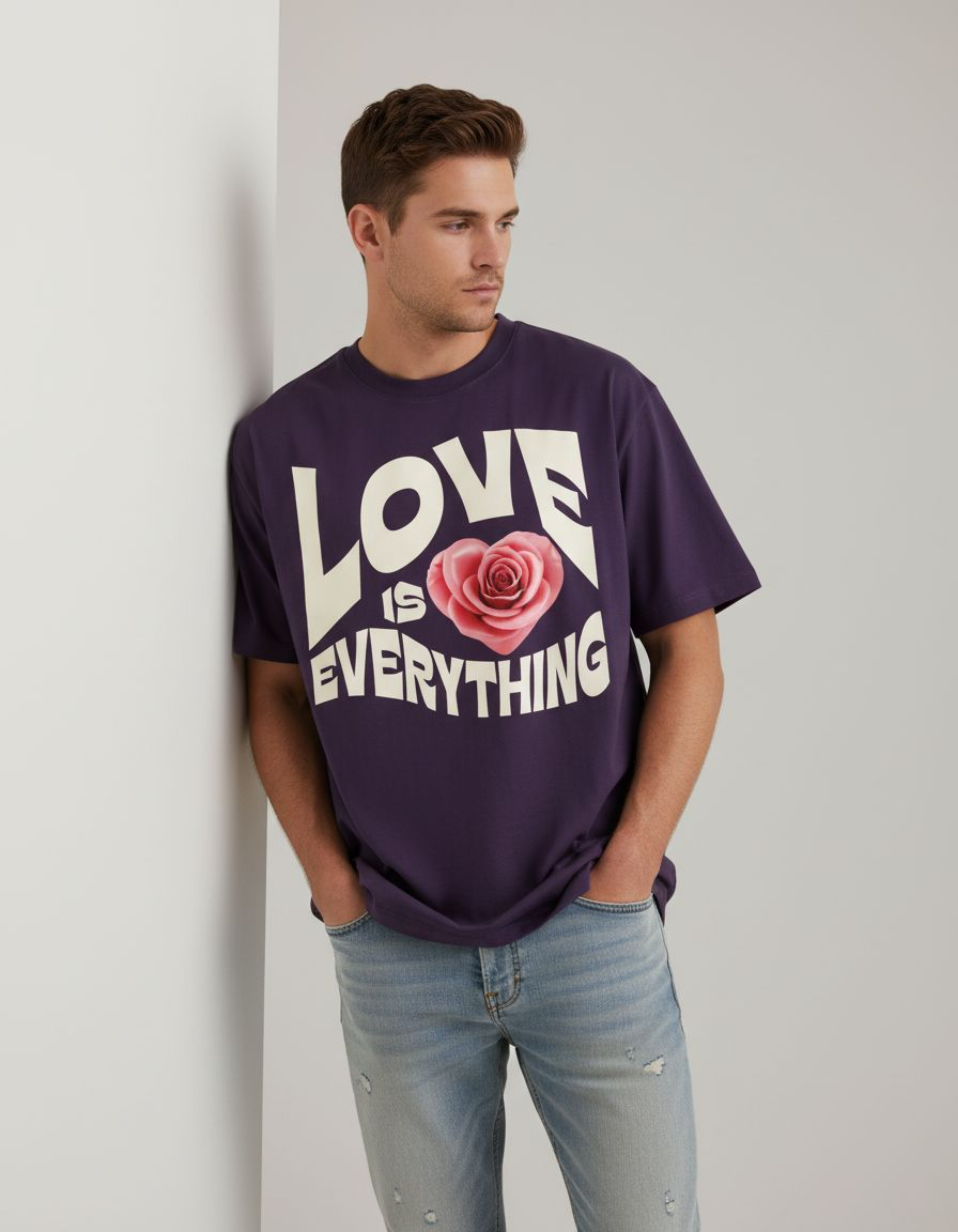 Purple Love is Everything Oversized Typography T-Shirt