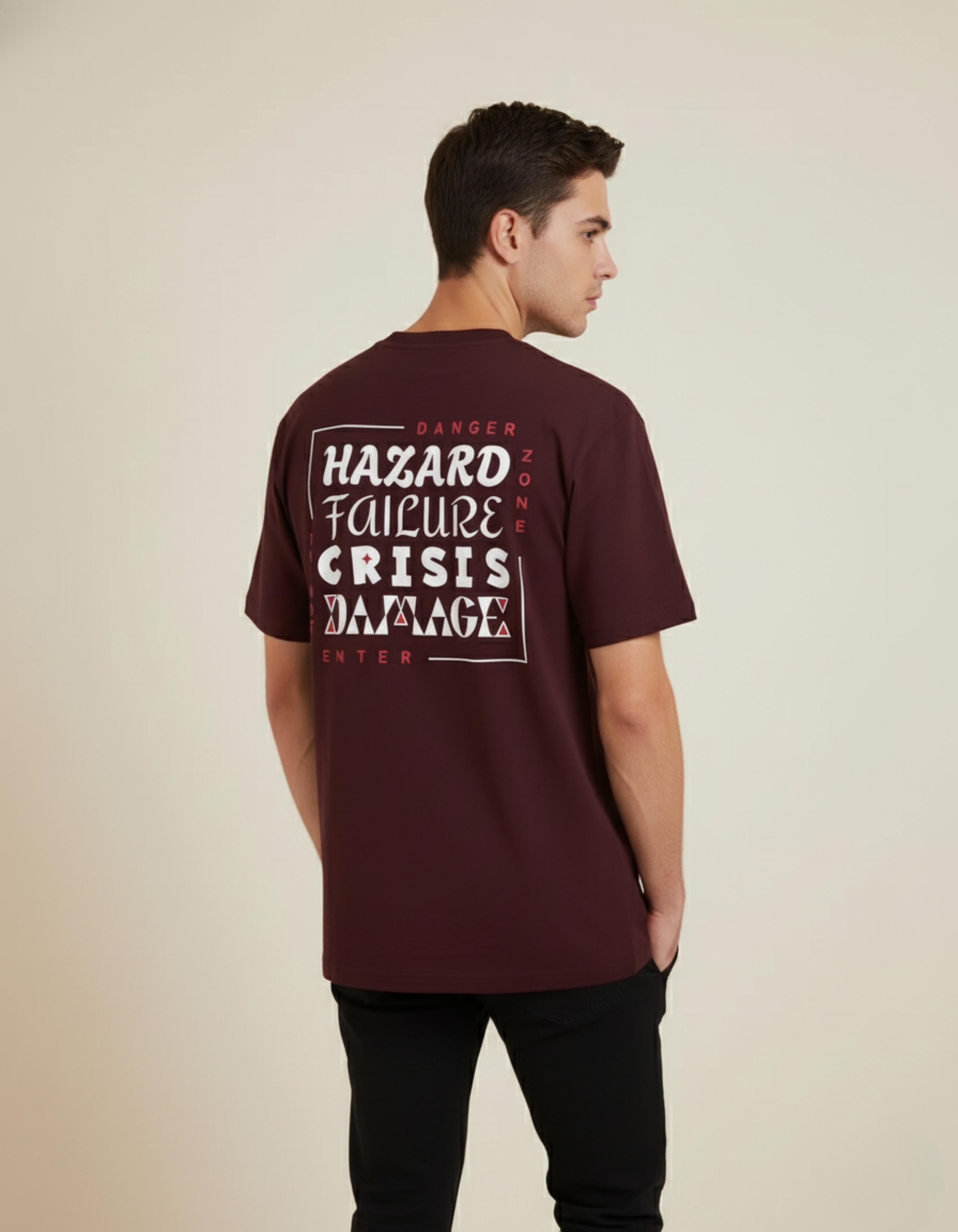 Maroon Danger Zone Typography T-Shirt