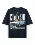 Navy Blue Club 90 Printed Oversized T-Shirt
