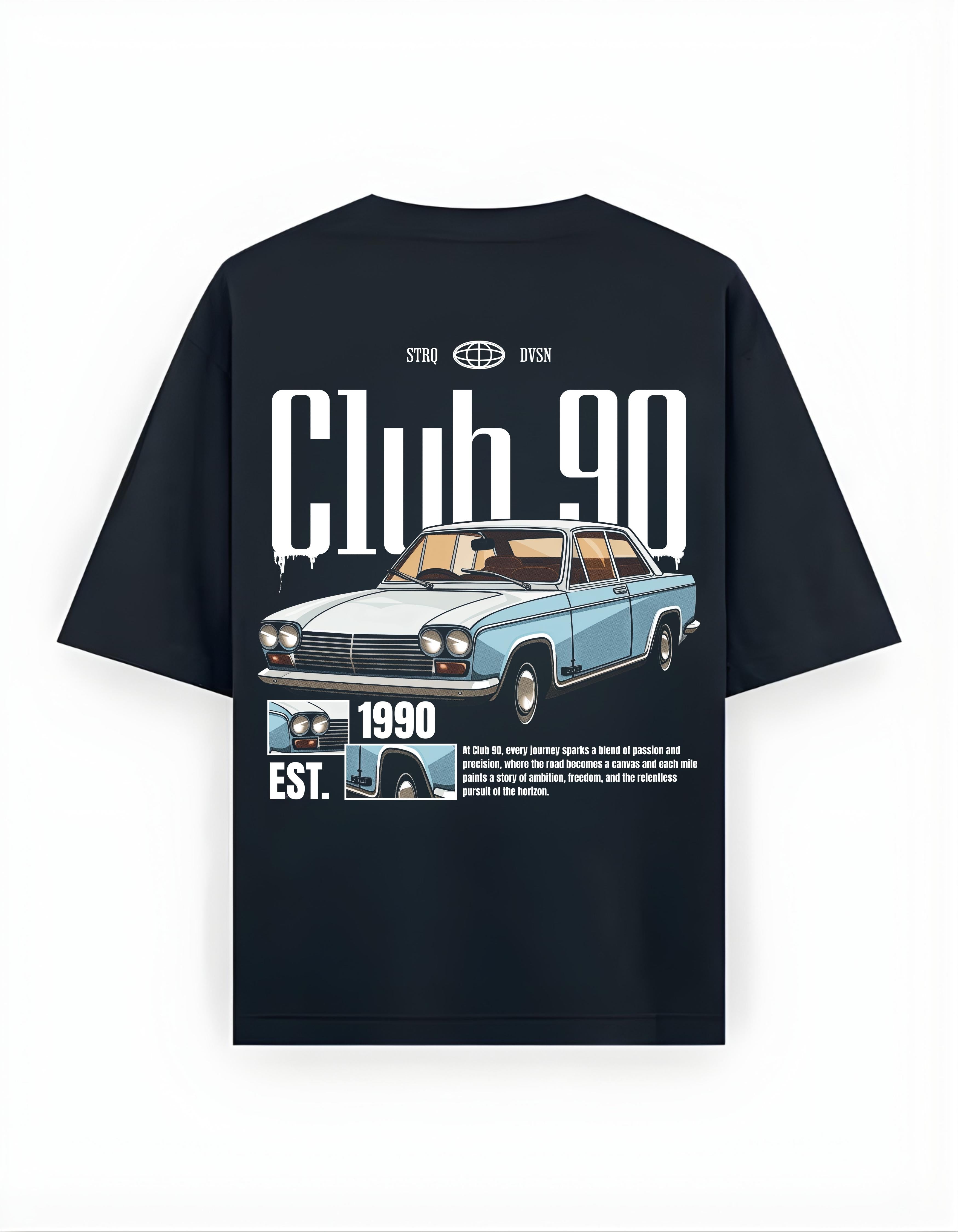 Navy Blue Club 90 Printed Oversized T-Shirt