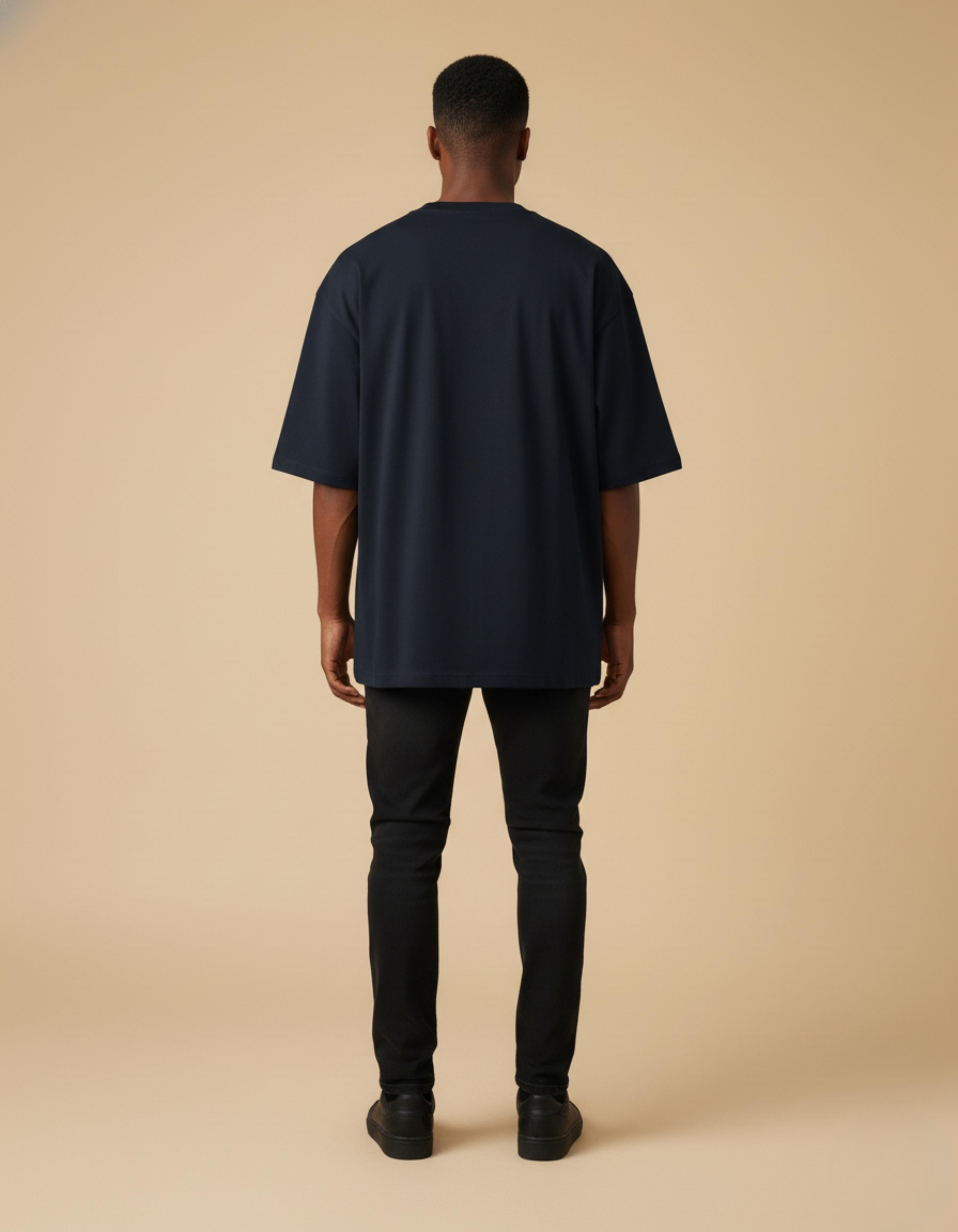 Navy Blue Time is Money Typography Oversized  T-Shirt