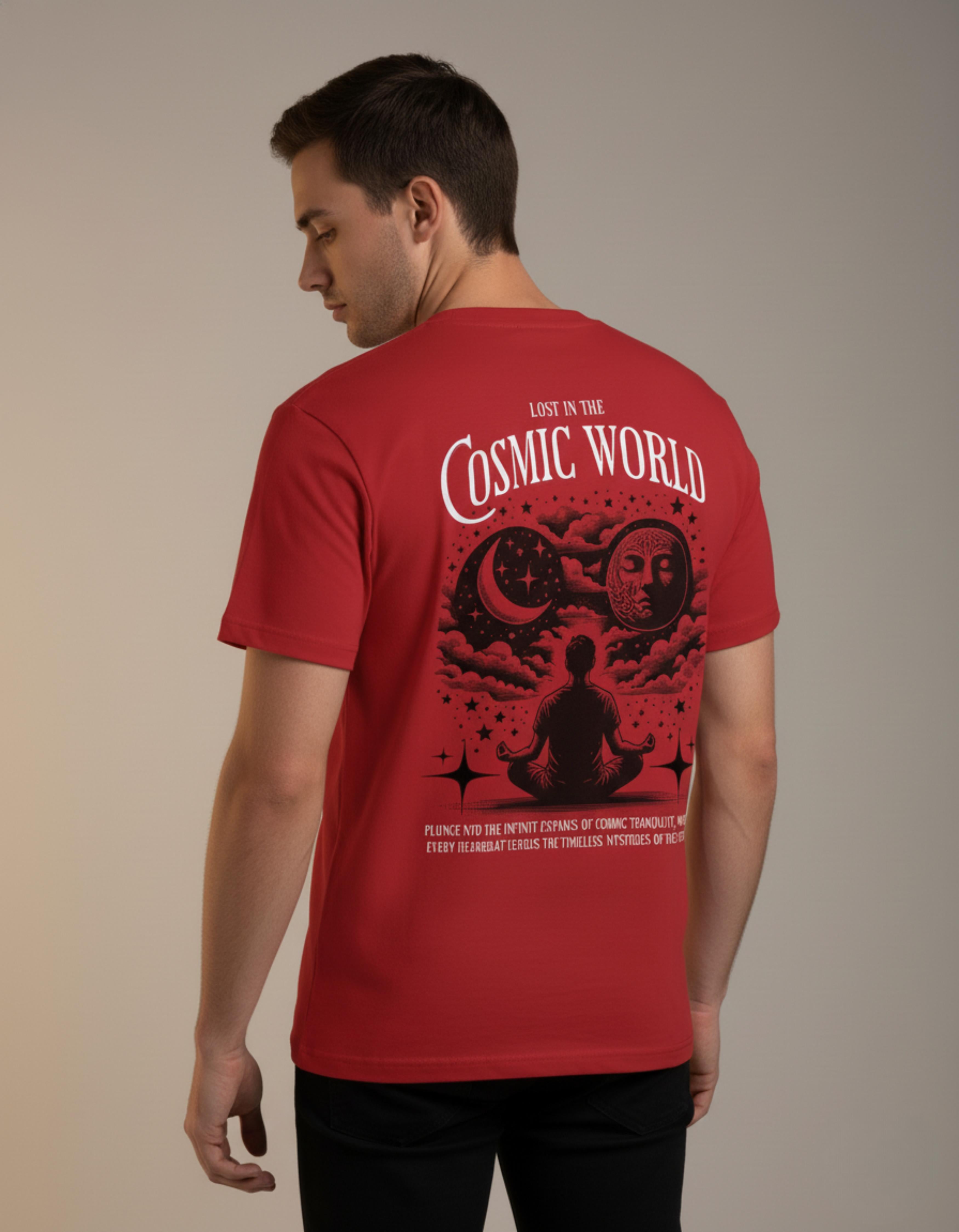 Red Cosmic World Printed T-Shirt