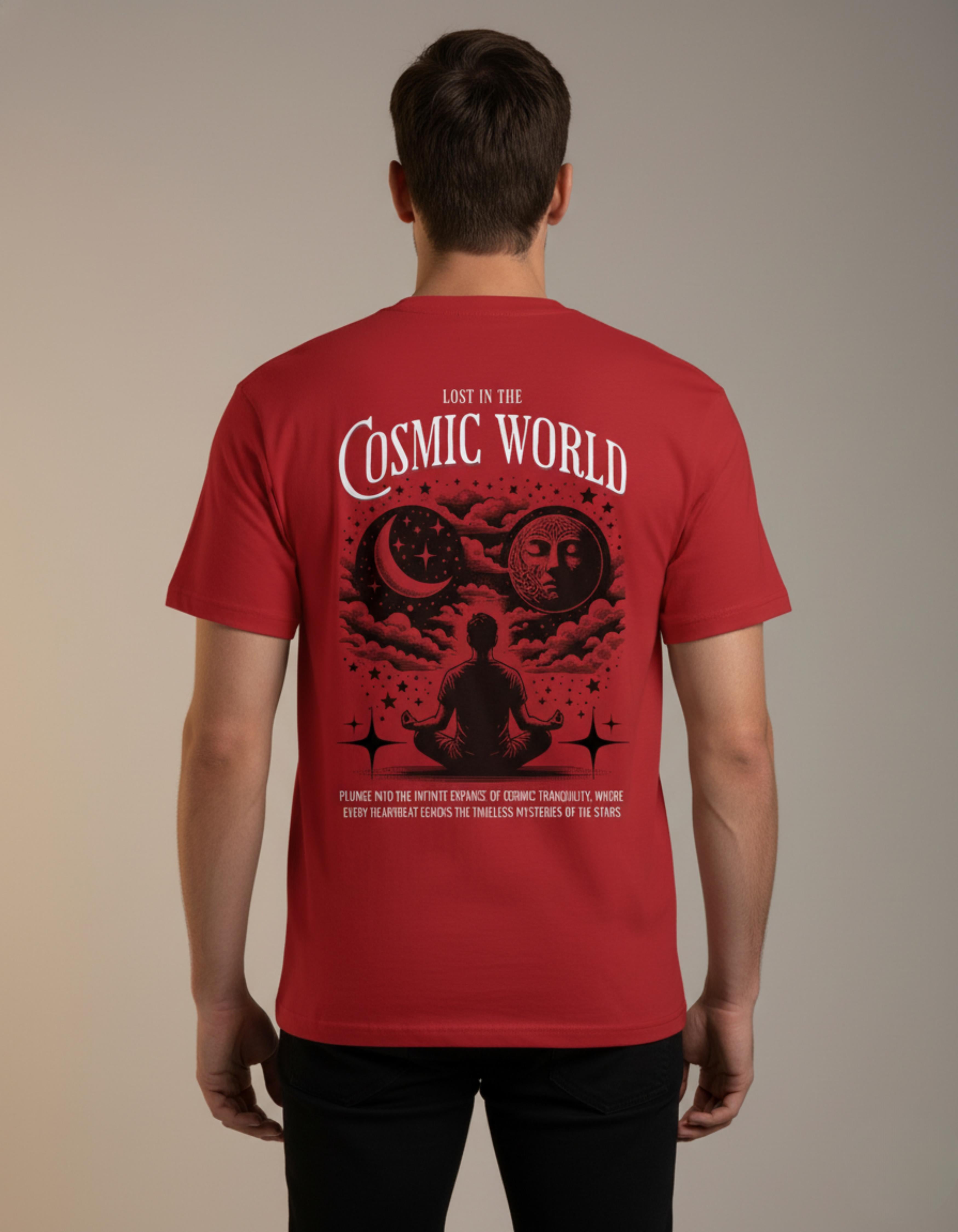 Red Cosmic World Printed T-Shirt