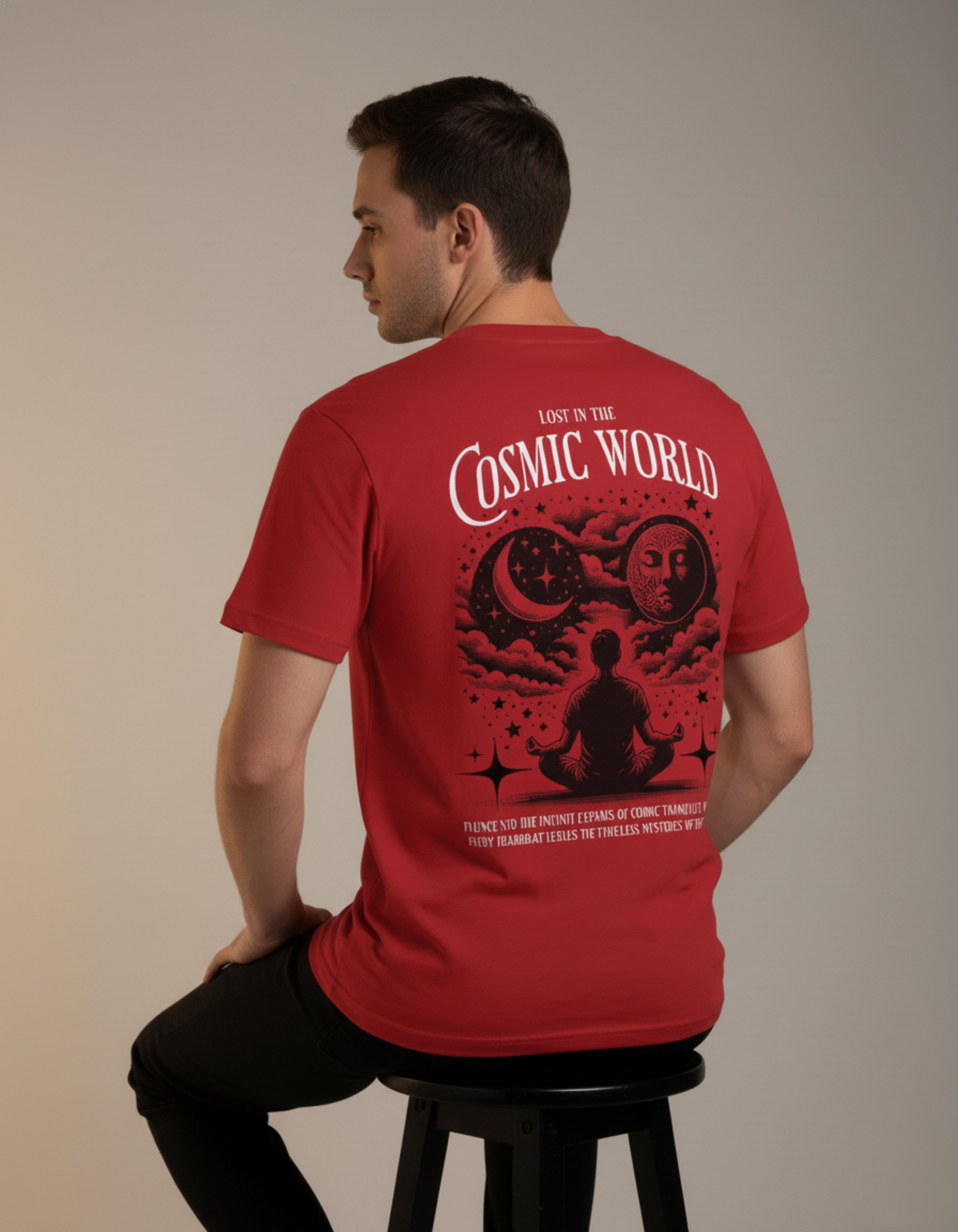 Red Cosmic World Printed T-Shirt