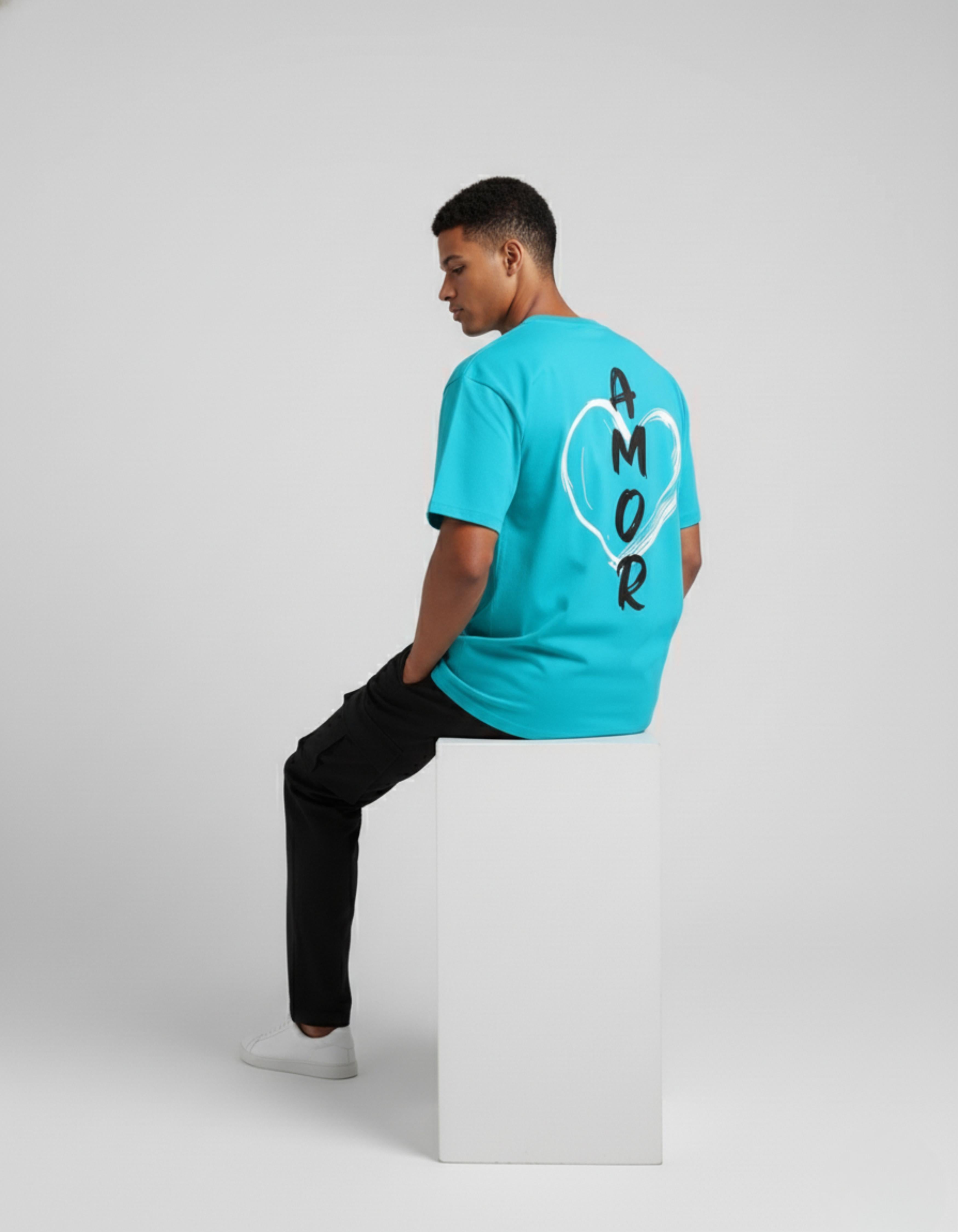 Sky Blue Amor Printed T-Shirt