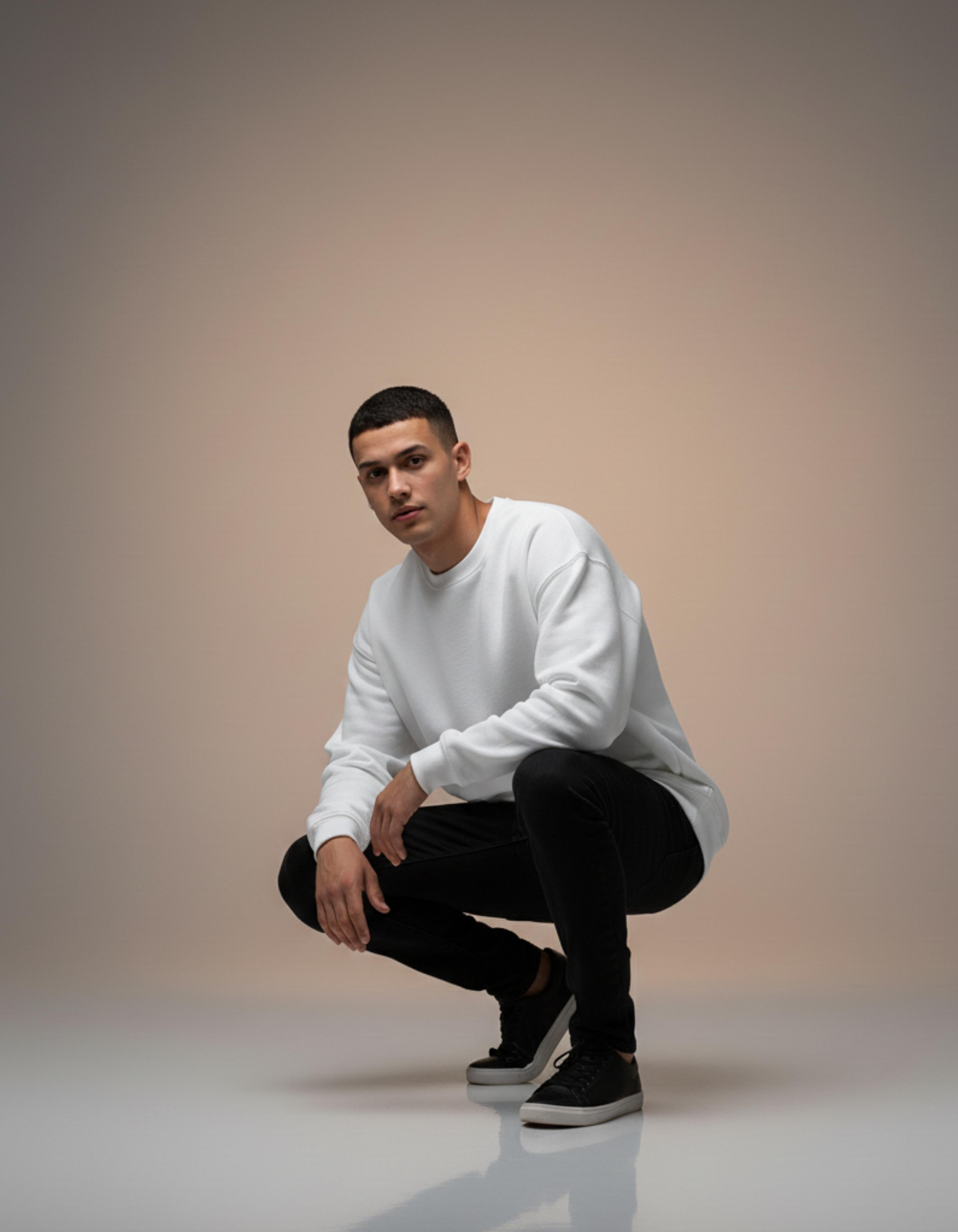 White Echoes of Earth Printed Oversized Sweatshirt