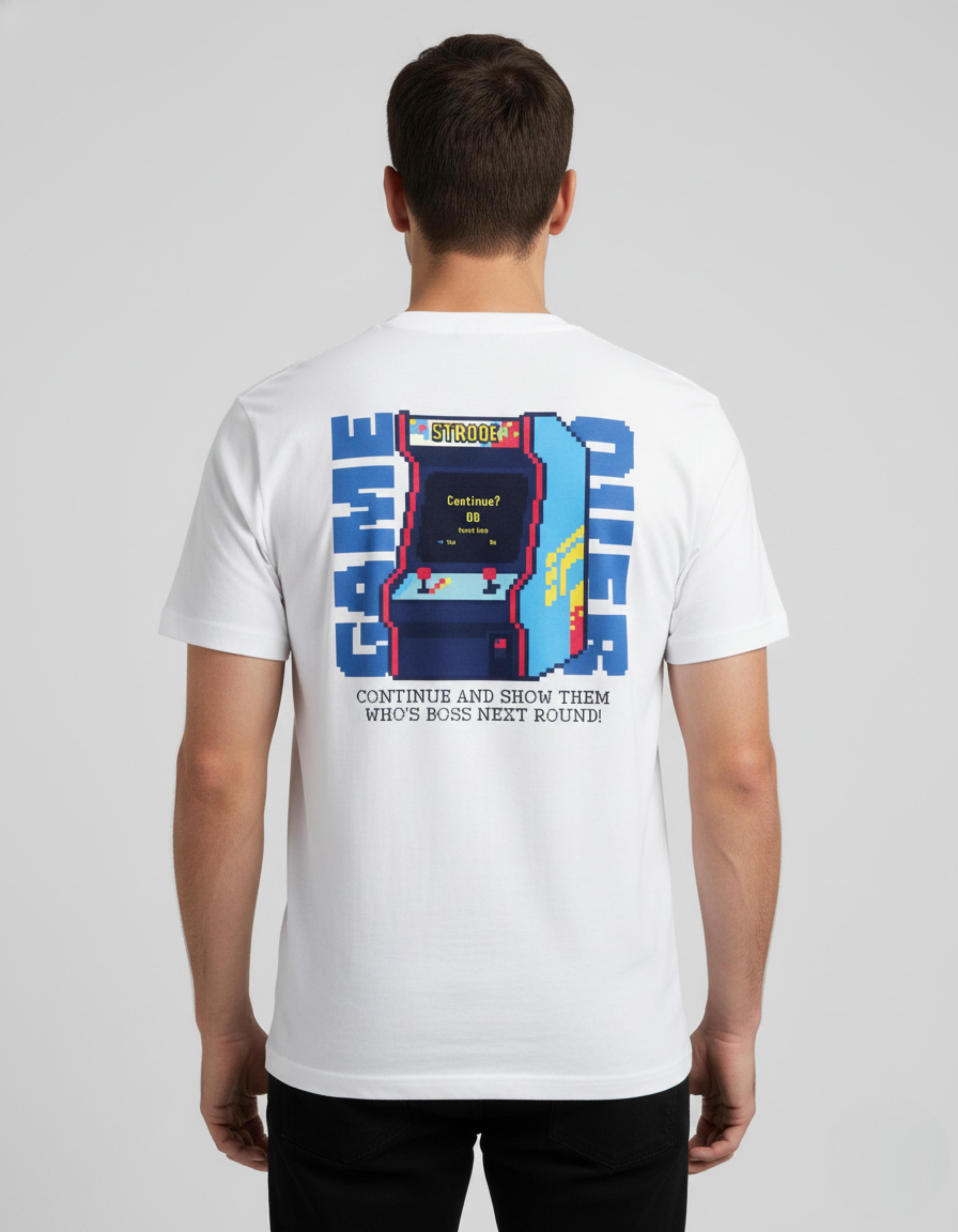 White Game Over Printed T-Shirt