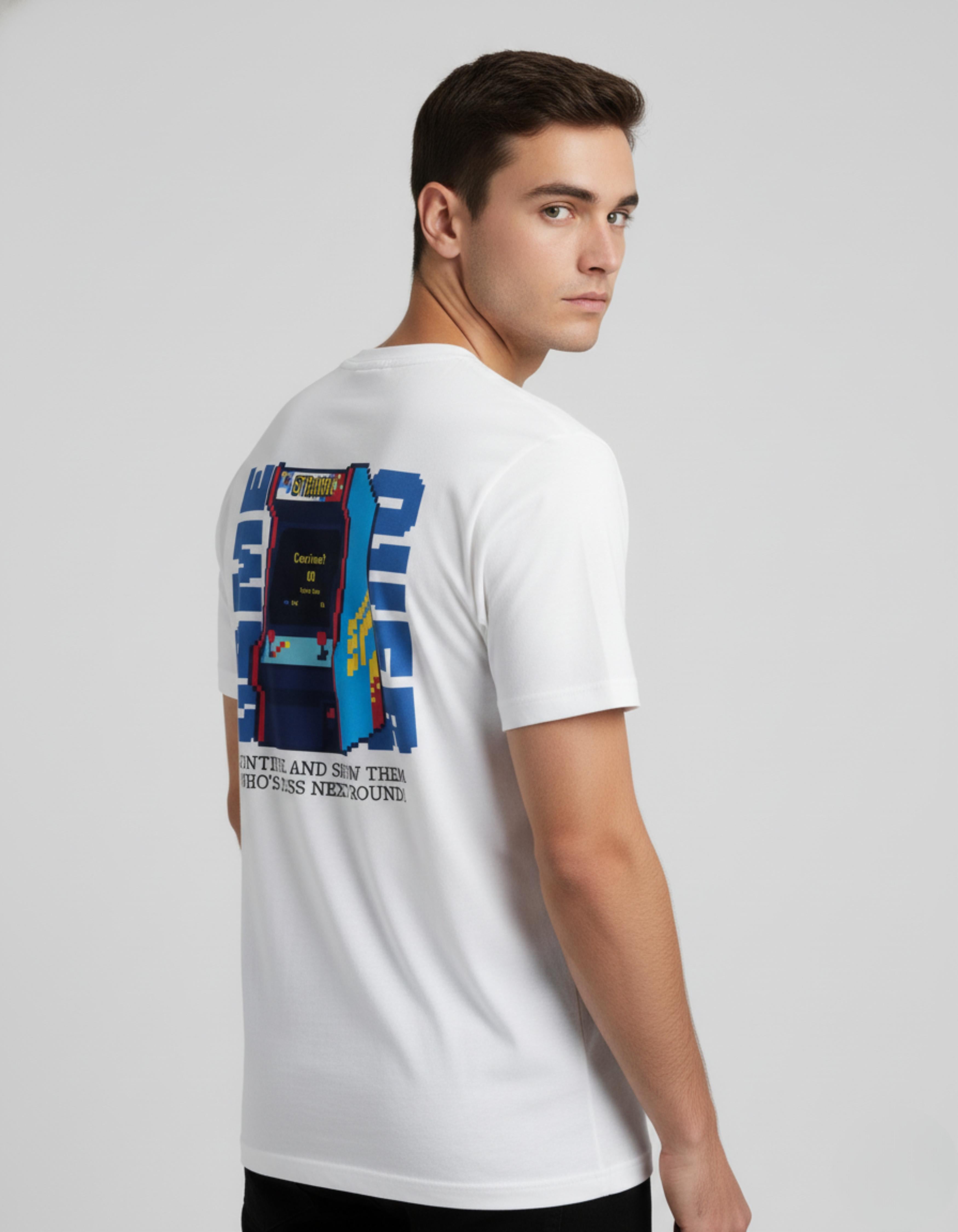 White Game Over Printed T-Shirt