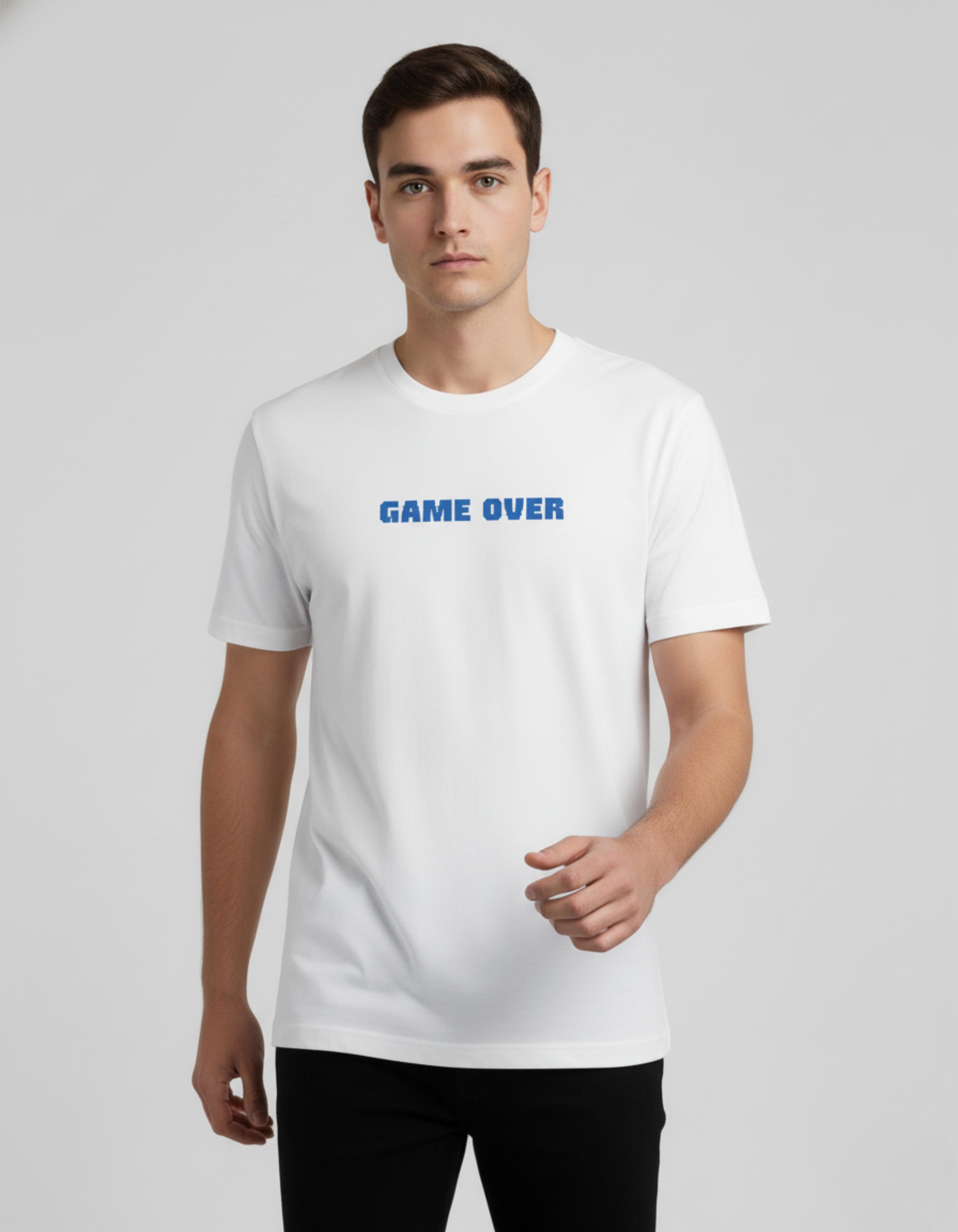 White Game Over Printed T-Shirt