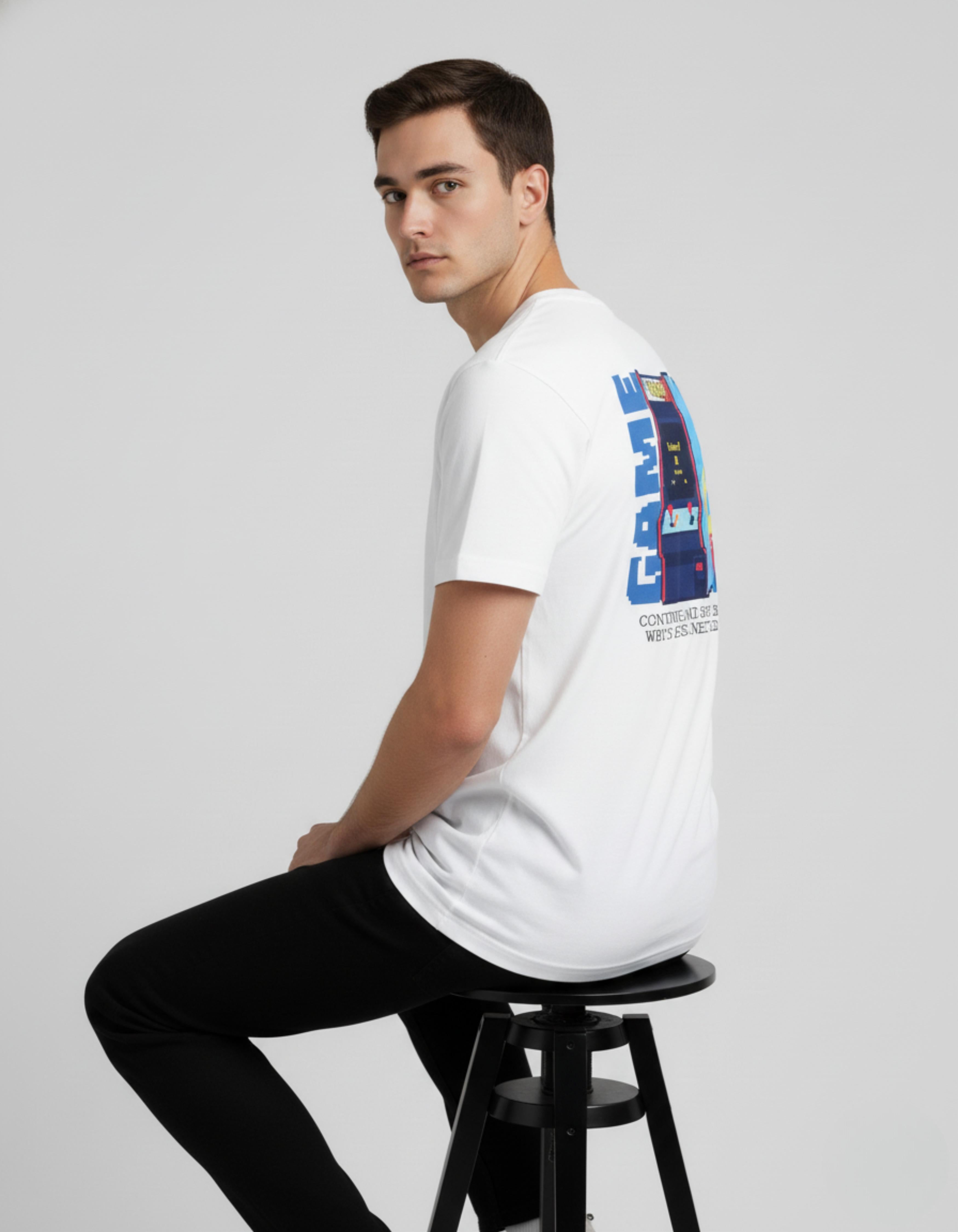 White Game Over Printed T-Shirt