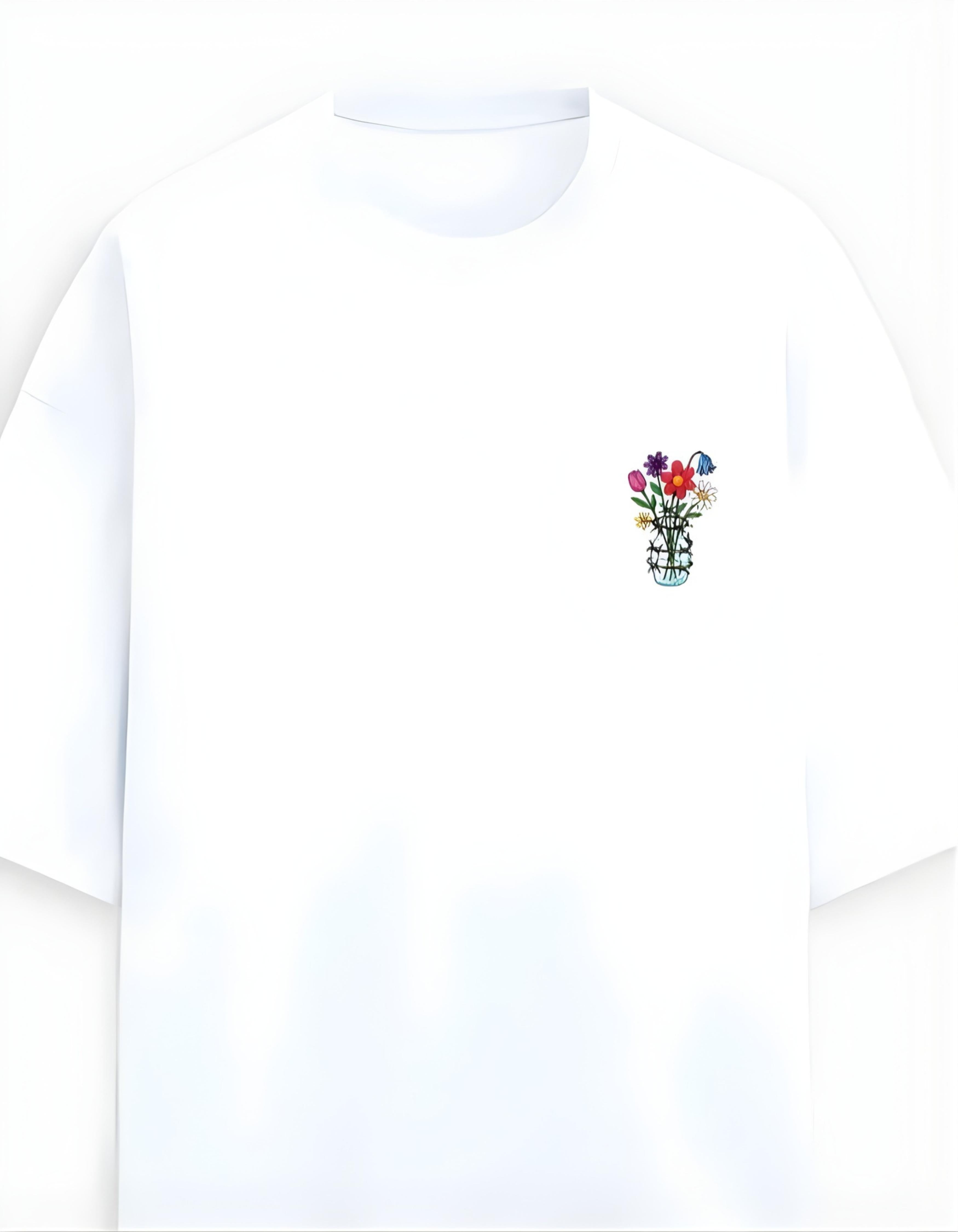 White Growth Demands Struggle Printed Terry Oversized Tee