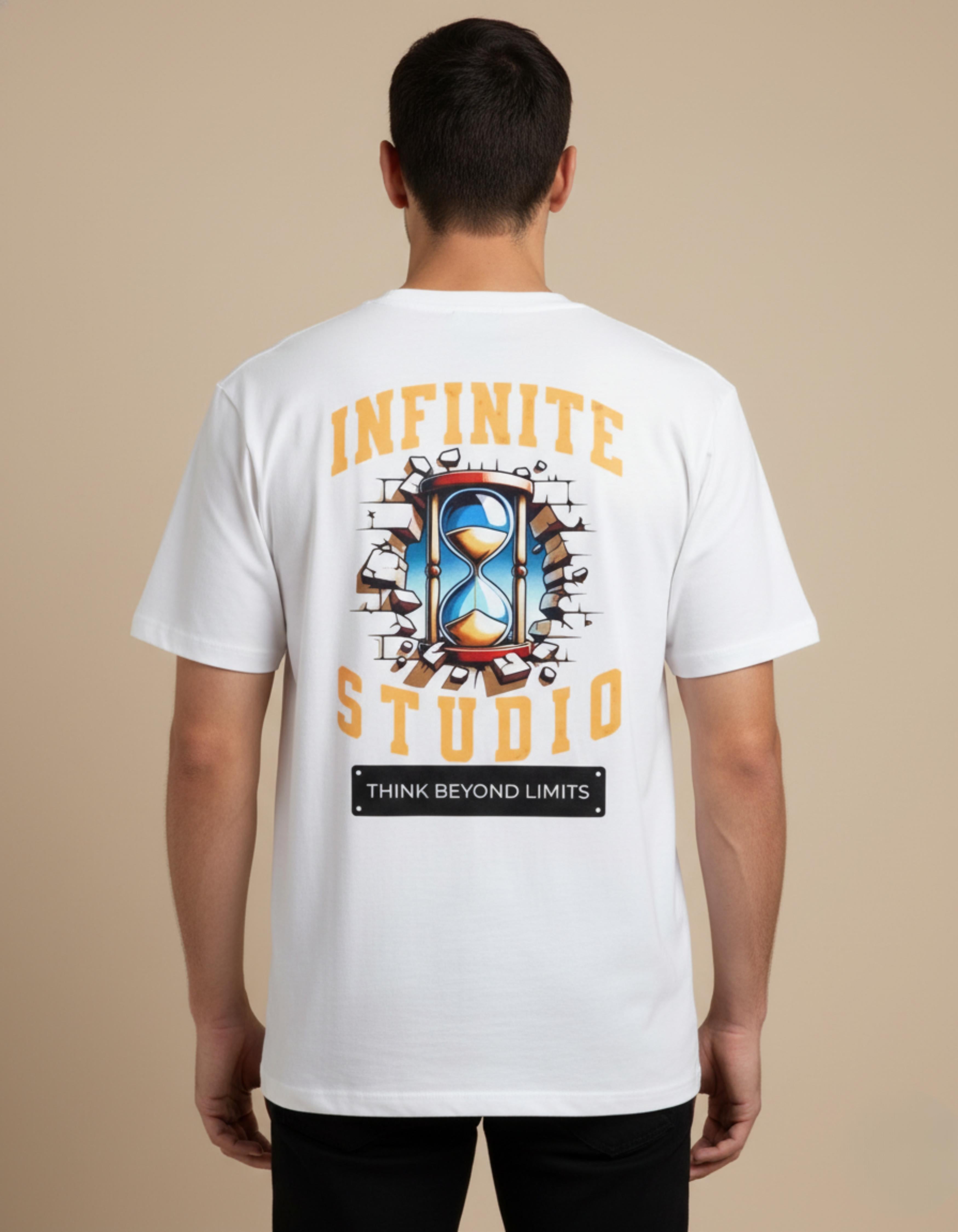 White Infinite Studio Printed T-Shirt