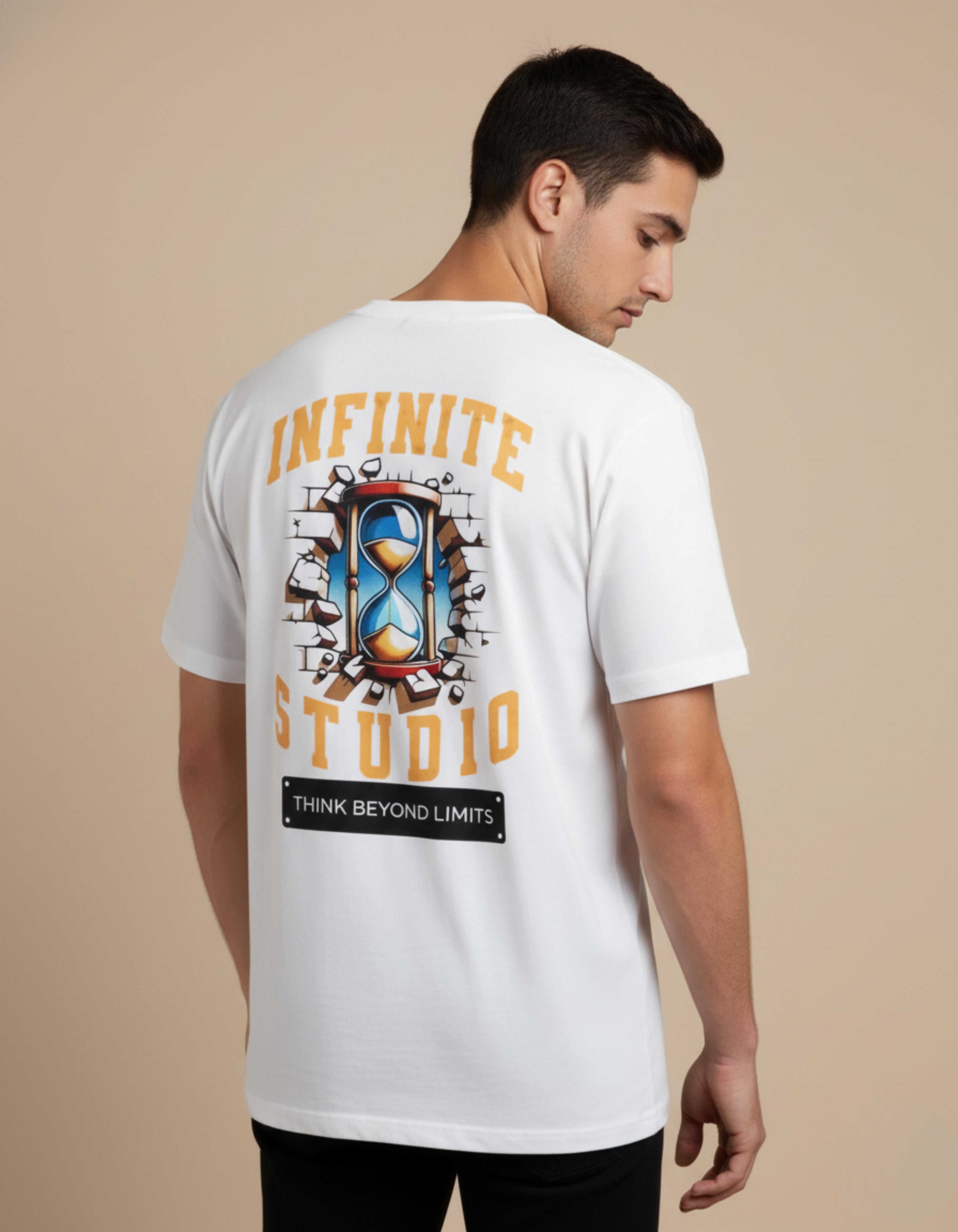 White Infinite Studio Printed T-Shirt