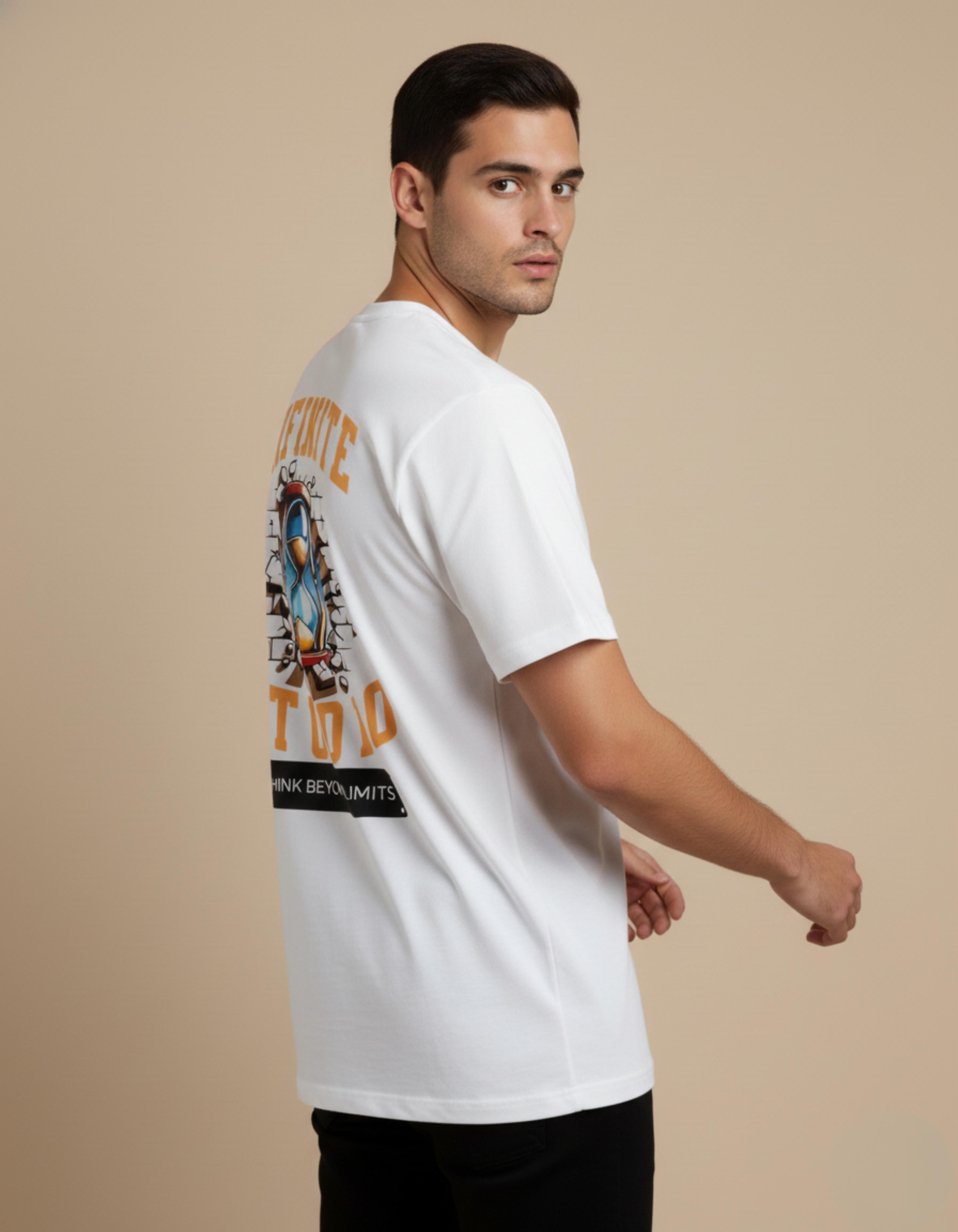 White Infinite Studio Printed T-Shirt