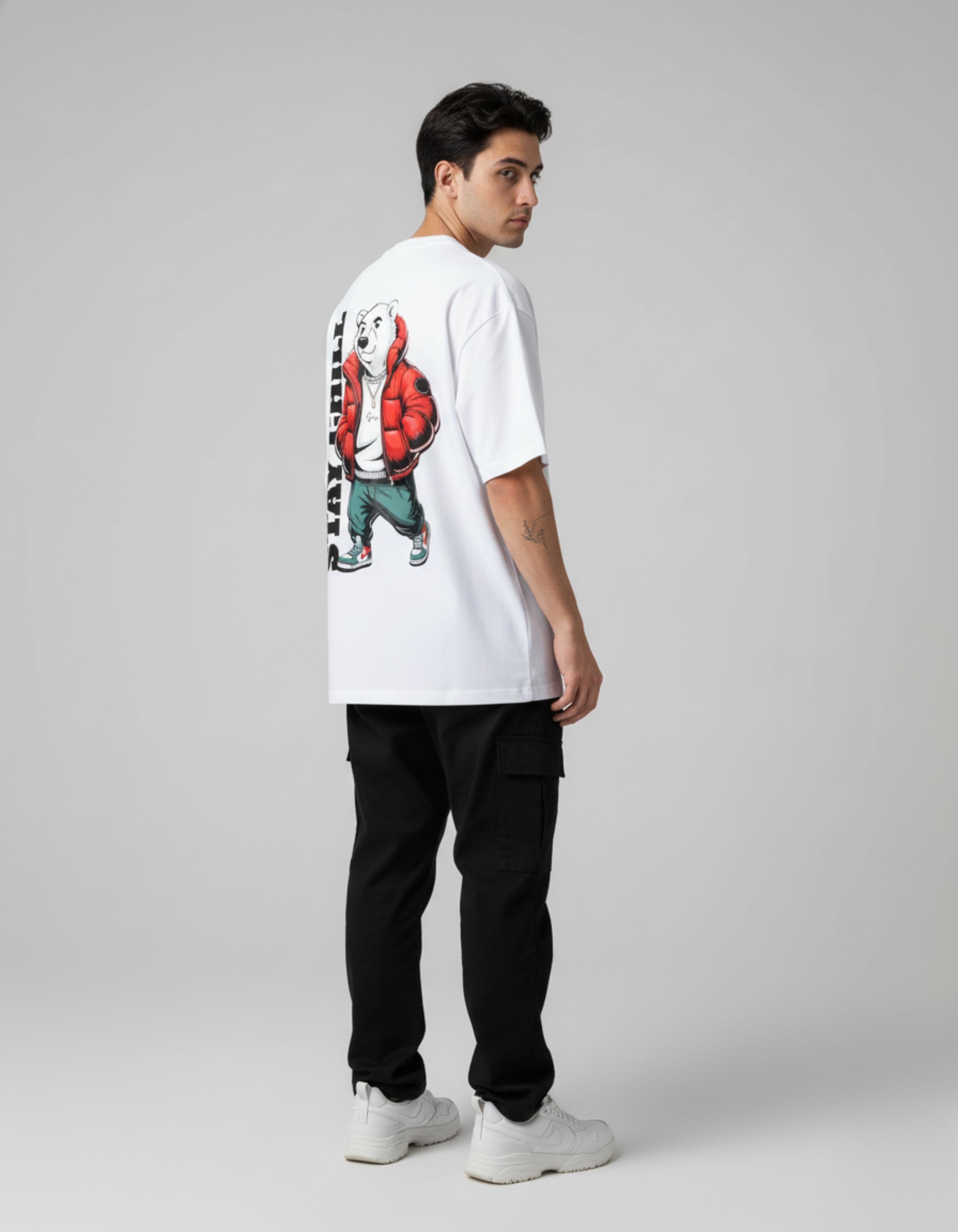 White Stay Chill Printed Oversized T-Shirt