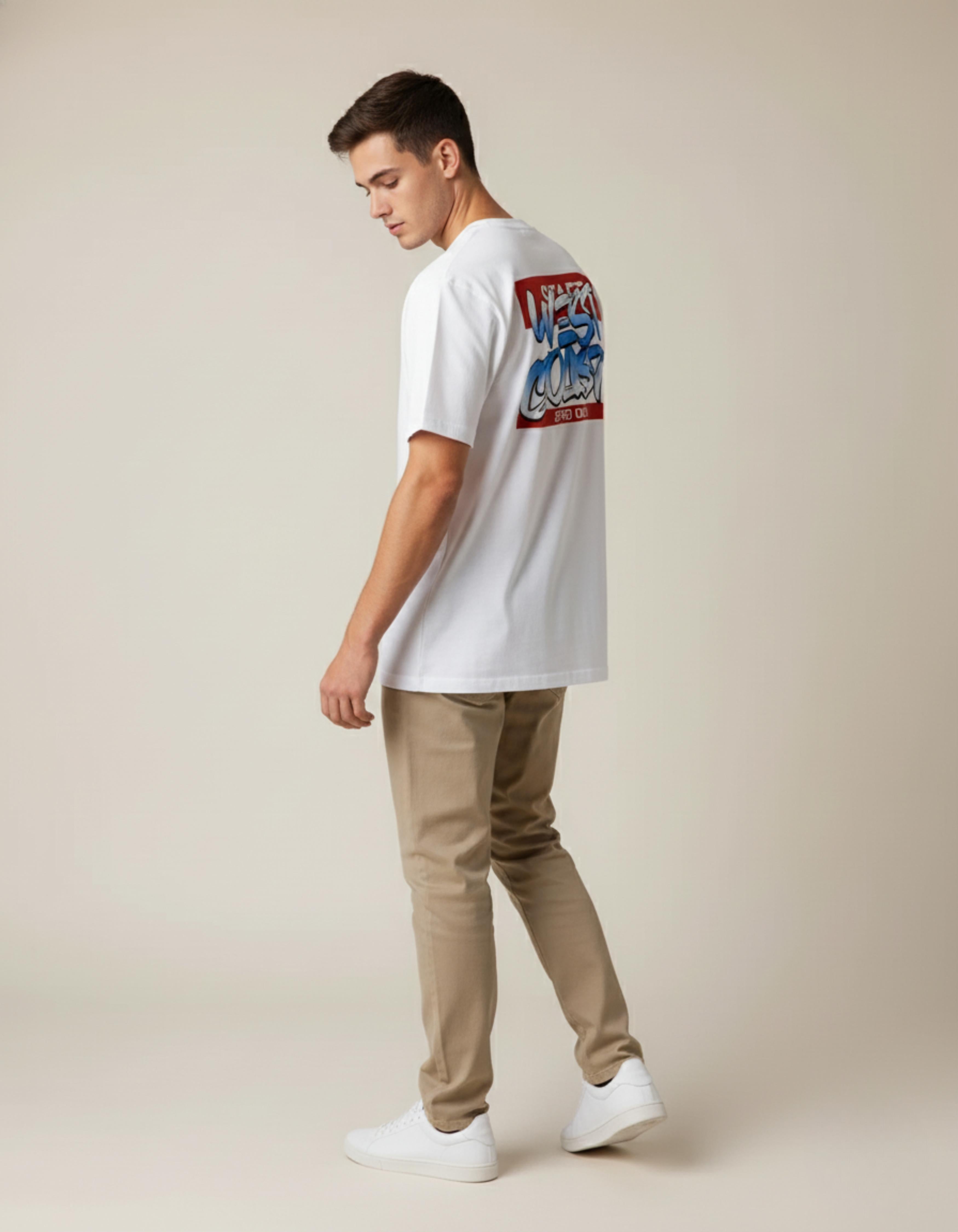 White West Coast Typography T-Shirt