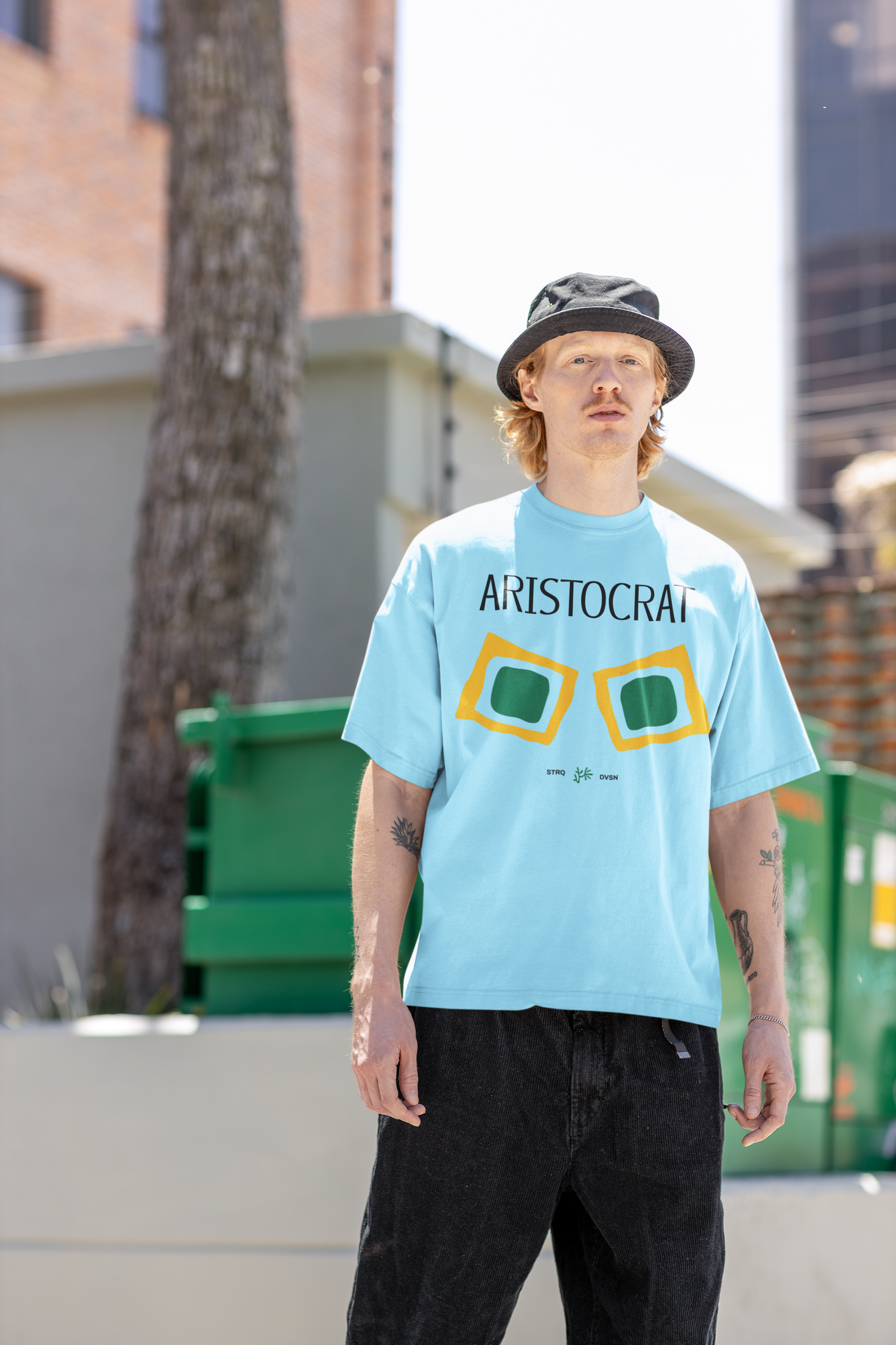 Baby Blue Aristocrat Oversized Printed T-Shirt