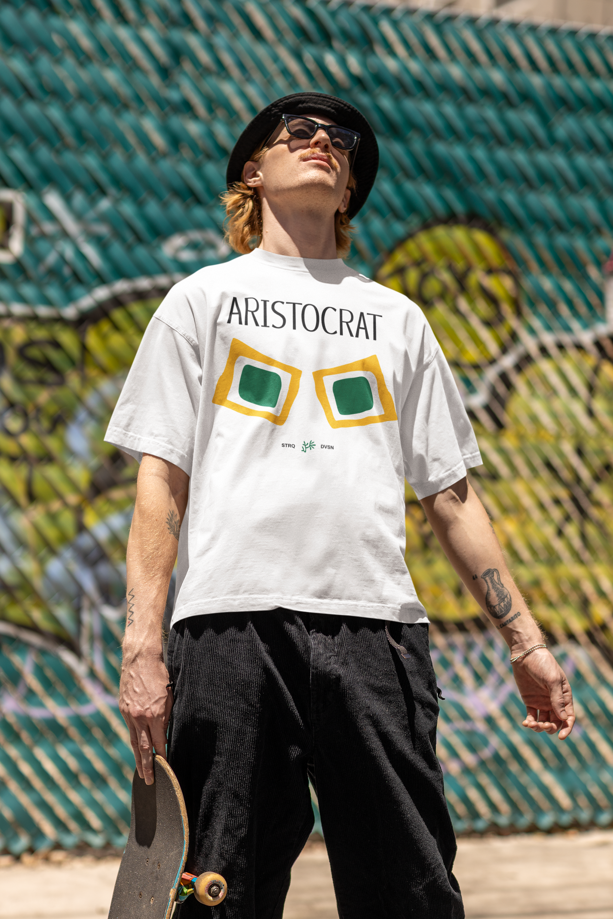 White Aristocrat Oversized Printed T-Shirt